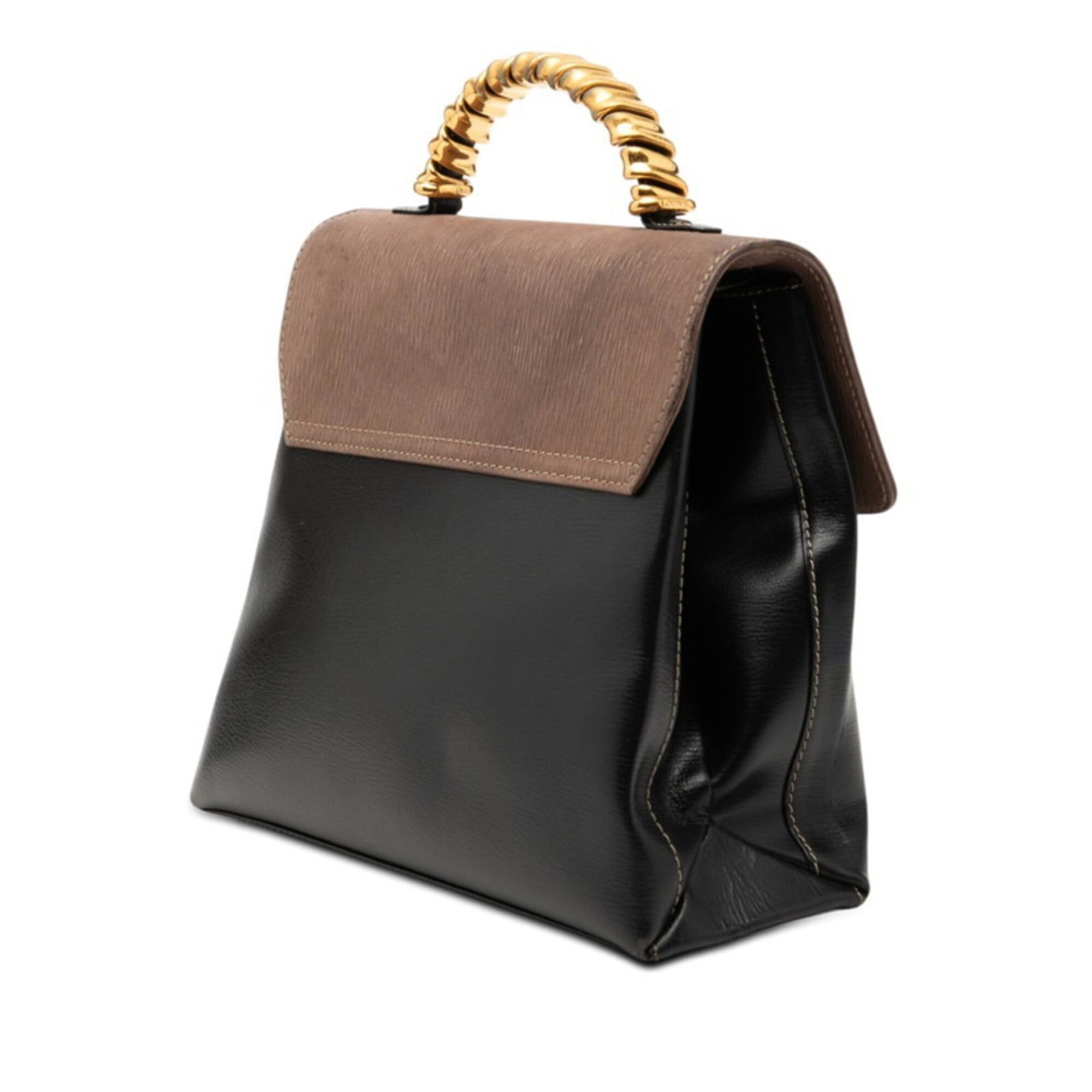 Loewe Loewe Velázquez Handbag Shoulder Bag 2-Way Black Brown Leather Women's LOEWE Size ONE SIZE - 2 Thumbnail
