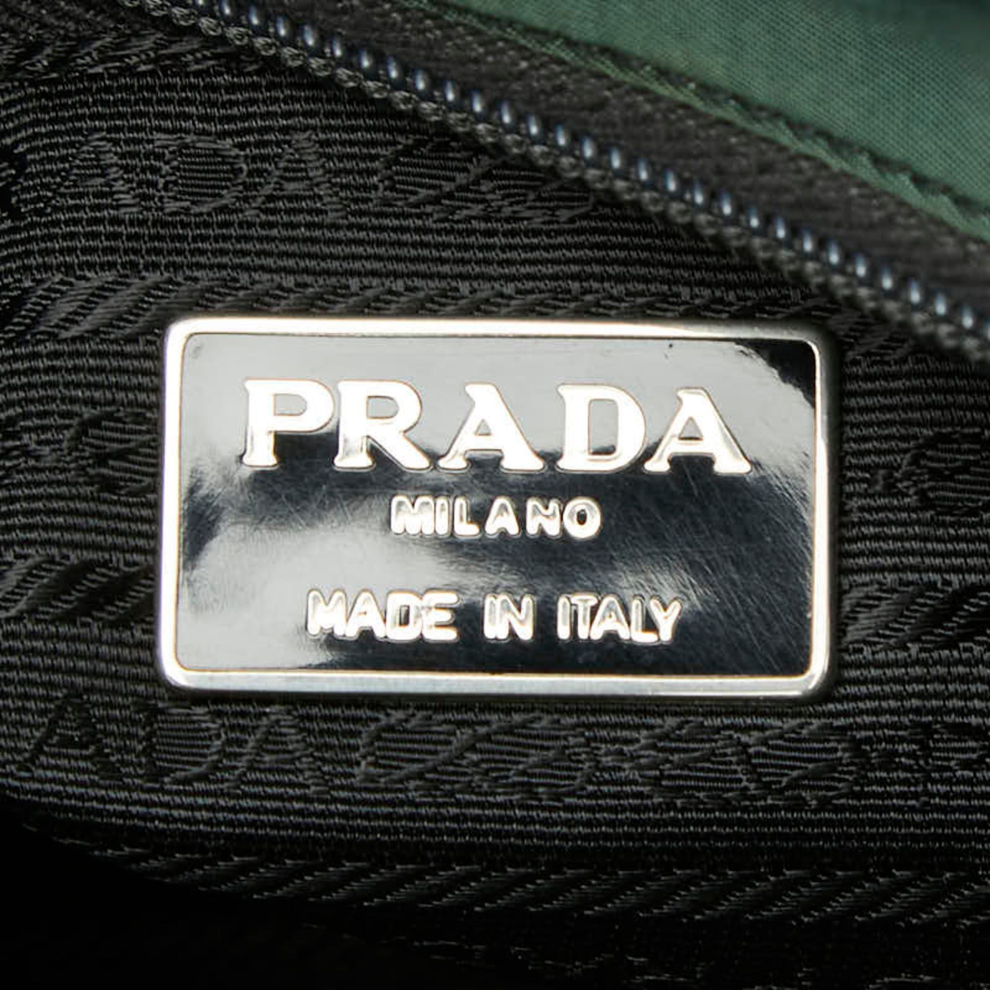 Prada Prada Triangle Logo Plate Handbag, Green Nylon, Women's PRADA Size ONE SIZE - 9 Thumbnail