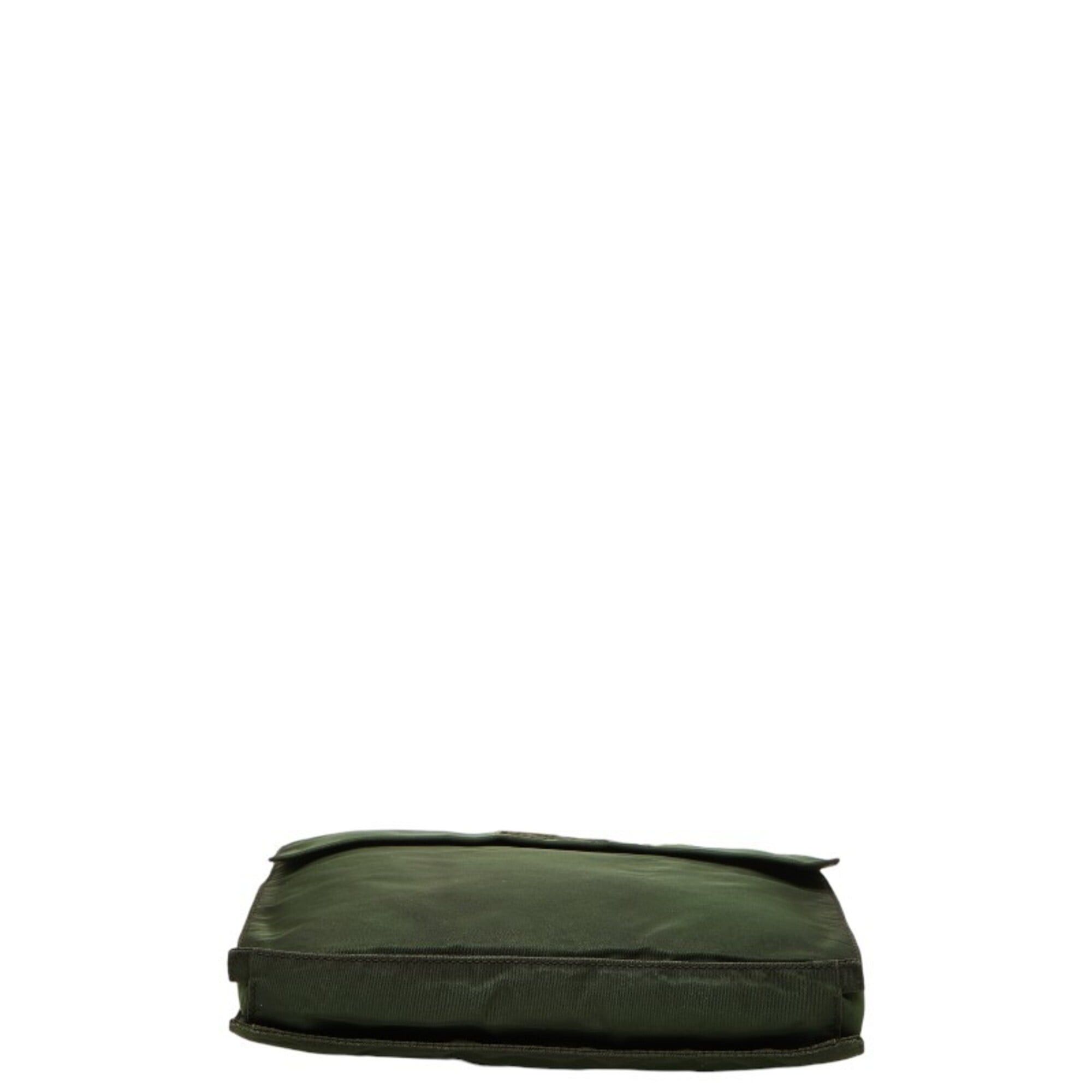 Prada Prada Triangle Logo Plate Crossbody Shoulder Bag V265 Khaki Brown Nylon Women's PRADA Size ONE SIZE - 3 Thumbnail