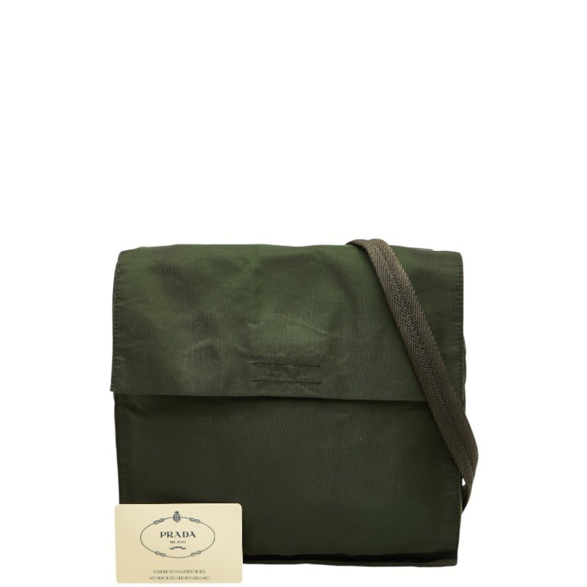 Prada Prada Triangle Logo Plate Crossbody Shoulder Bag V265 Khaki Brown Nylon Women's PRADA Size ONE SIZE - 10 Thumbnail