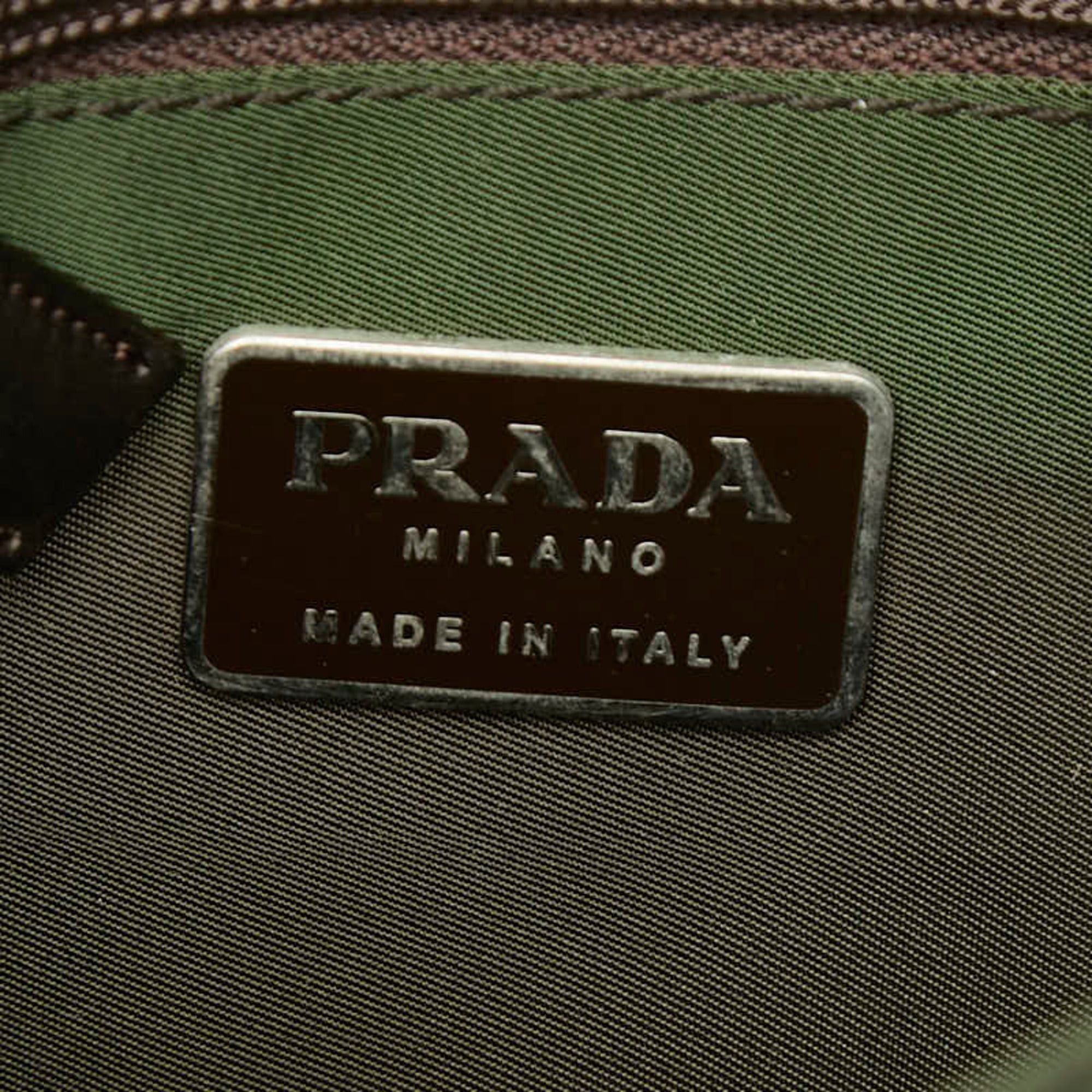 Prada Prada Triangle Logo Plate Crossbody Shoulder Bag V265 Khaki Brown Nylon Women's PRADA Size ONE SIZE - 9 Thumbnail