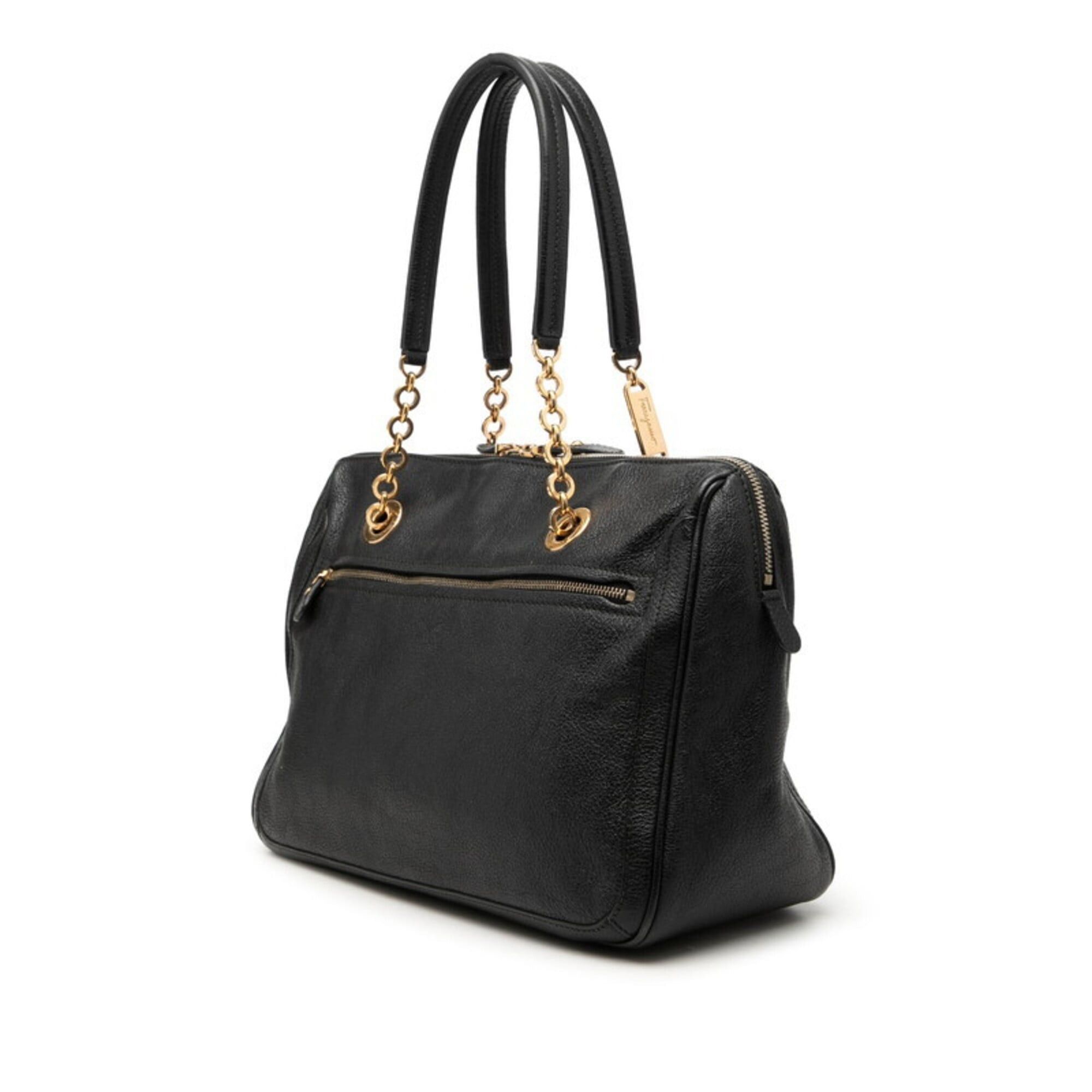 Salvatore Ferragamo Salvatore Ferragamo Double Gancini Chain Shoulder Bag, Black Leather, Women's Size ONE SIZE - 2 Thumbnail
