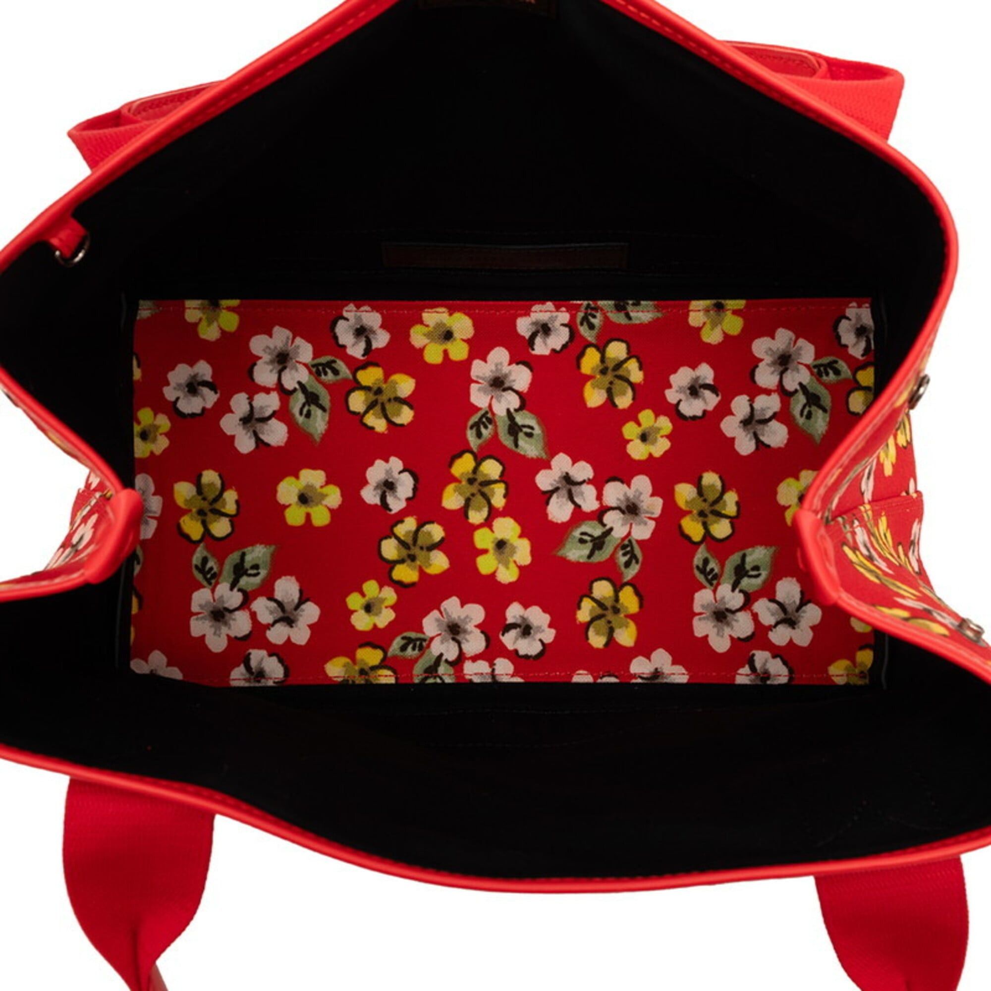 Balenciaga Balenciaga Navy Cabas Flower Motif Tote Bag Handbag 339933 Red Canvas Leather Women's BALENCIAGA Size ONE SIZE - 4 Thumbnail
