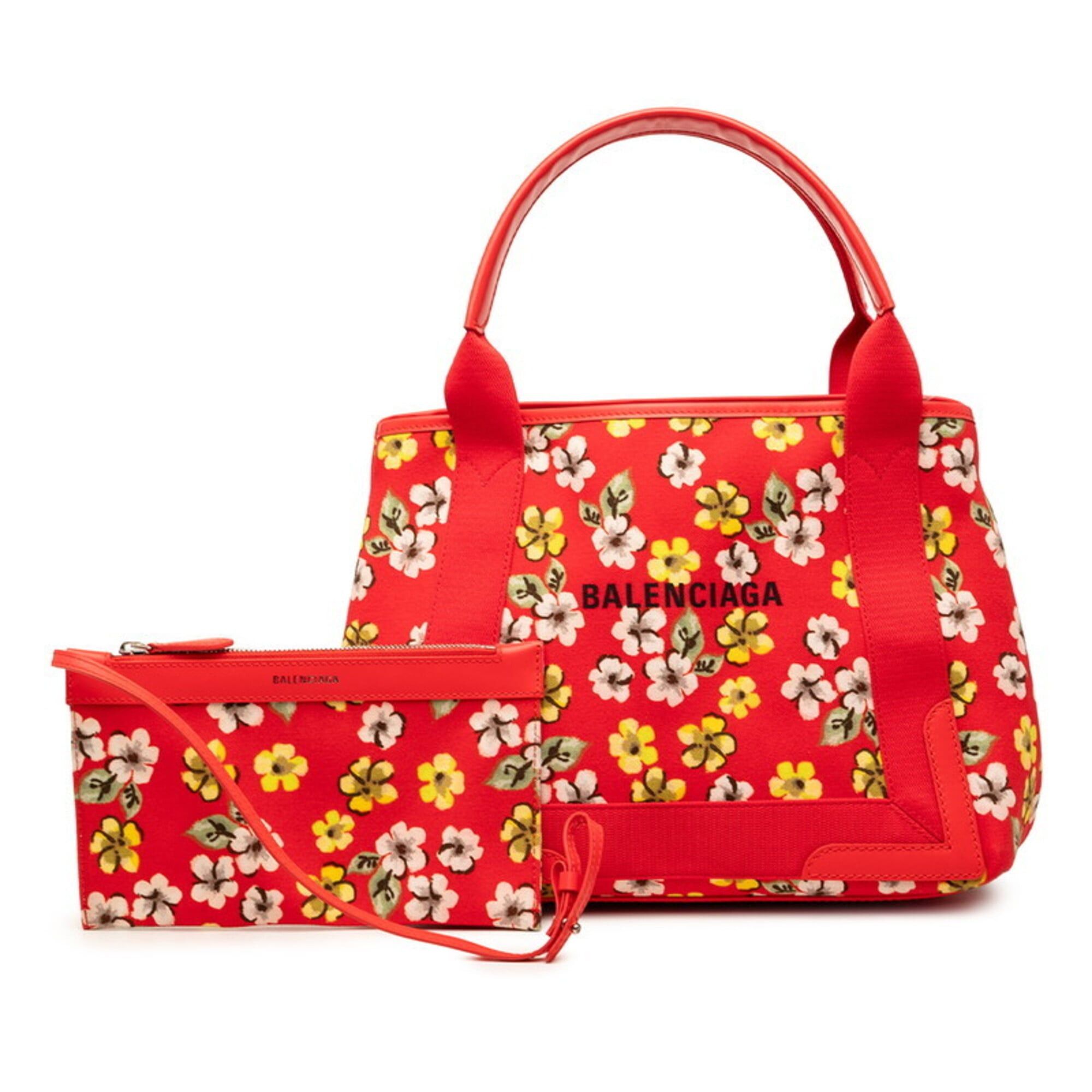 Balenciaga Balenciaga Navy Cabas Flower Motif Tote Bag Handbag 339933 Red Canvas Leather Women's BALENCIAGA Size ONE SIZE - 7 Thumbnail