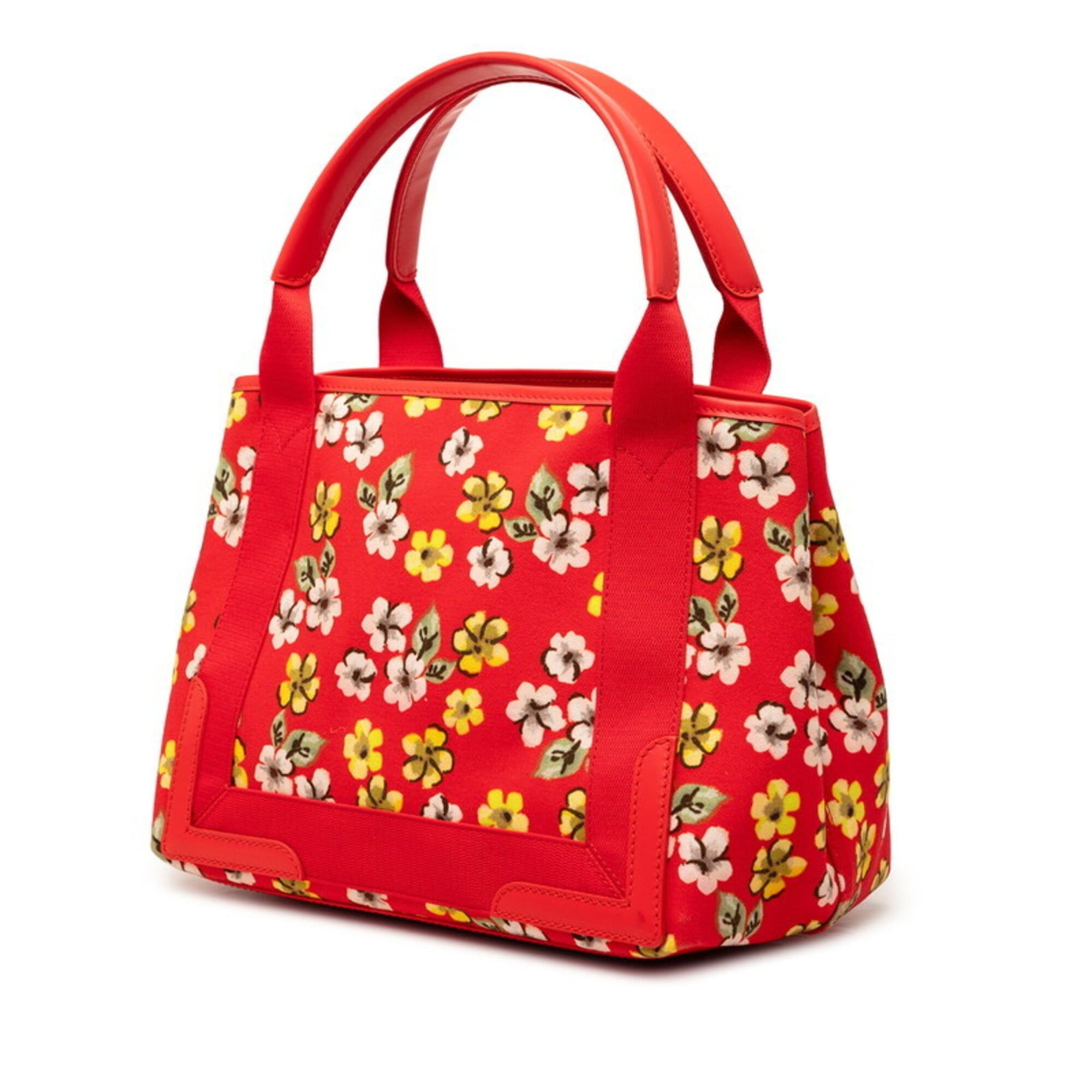 Balenciaga Balenciaga Navy Cabas Flower Motif Tote Bag Handbag 339933 Red Canvas Leather Women's BALENCIAGA Size ONE SIZE - 2 Thumbnail