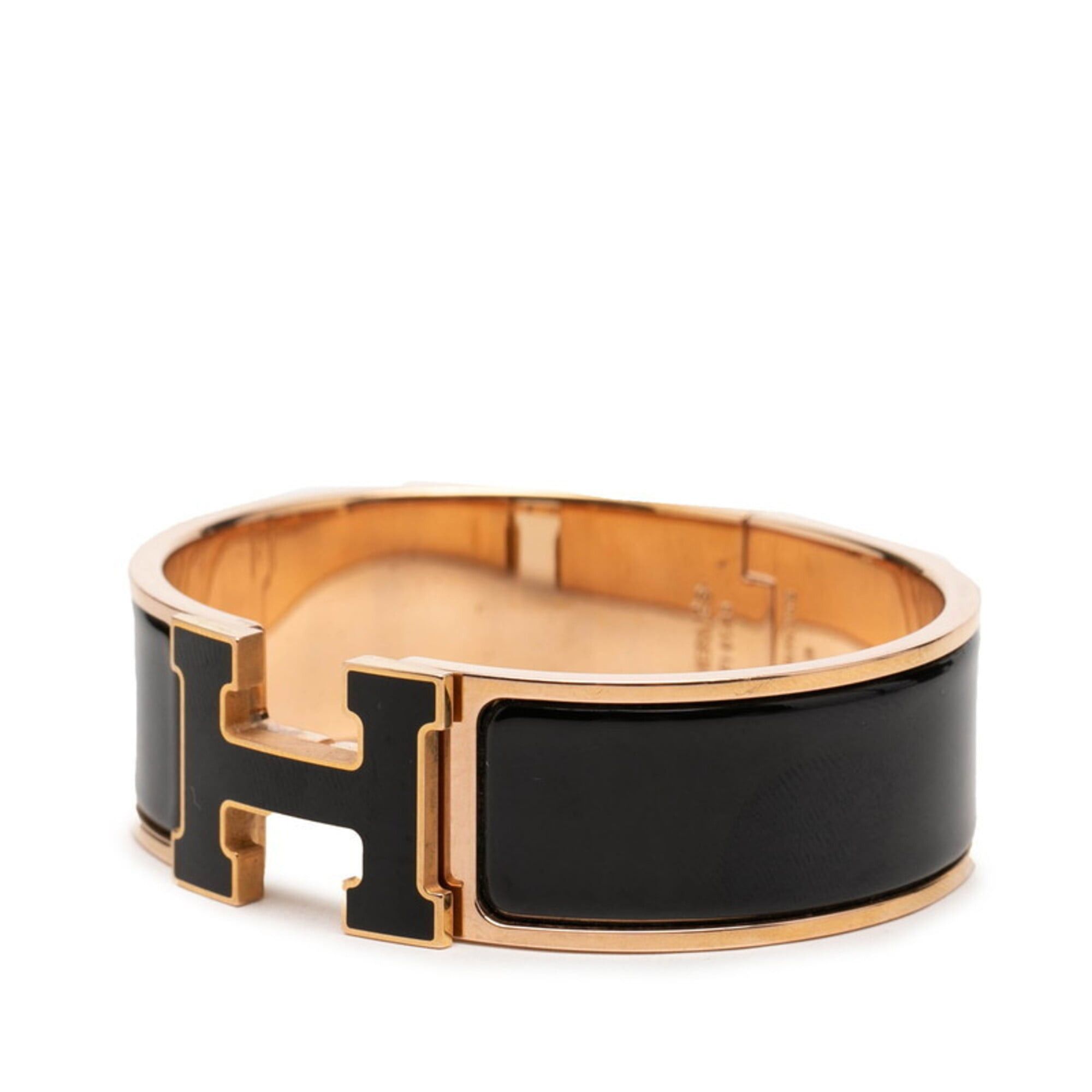 Hermes Hermes Clic Clac H PM Bracelet Bangle Gold Black Plated Enamel Women's HERMES Size ONE SIZE - 2 Thumbnail