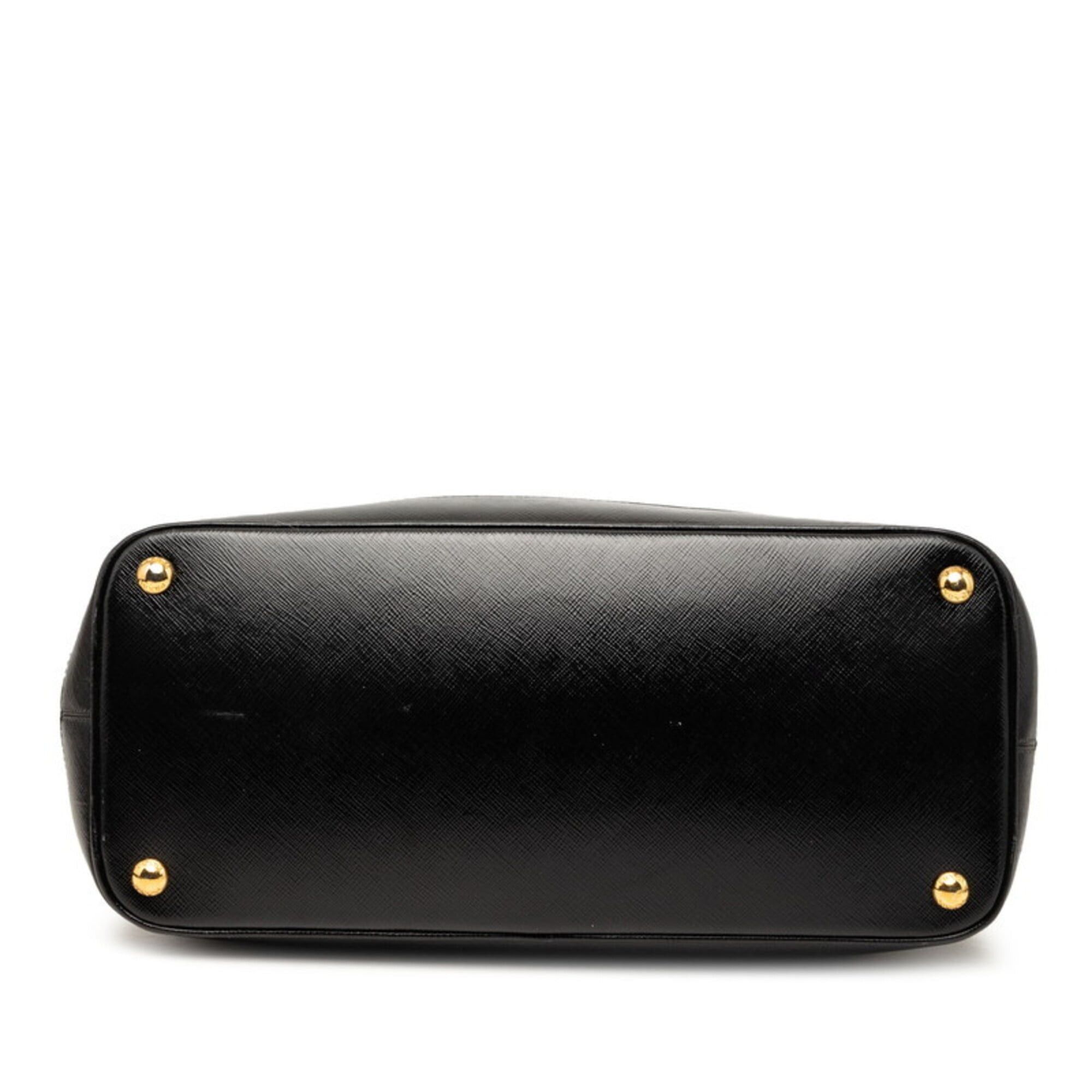 Prada Prada Saffiano Triangle Logo Plate Handbag, Black Nylon Leather, Women's PRADA Size ONE SIZE - 3 Thumbnail