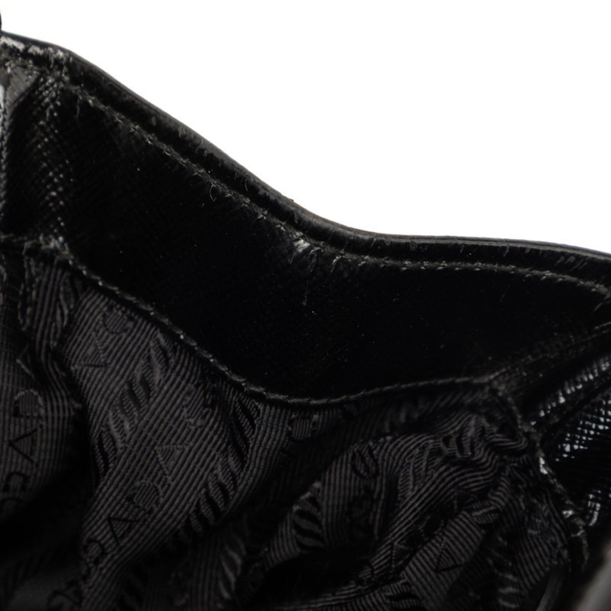 Prada Prada Saffiano Triangle Logo Plate Handbag, Black Nylon Leather, Women's PRADA Size ONE SIZE - 5 Thumbnail