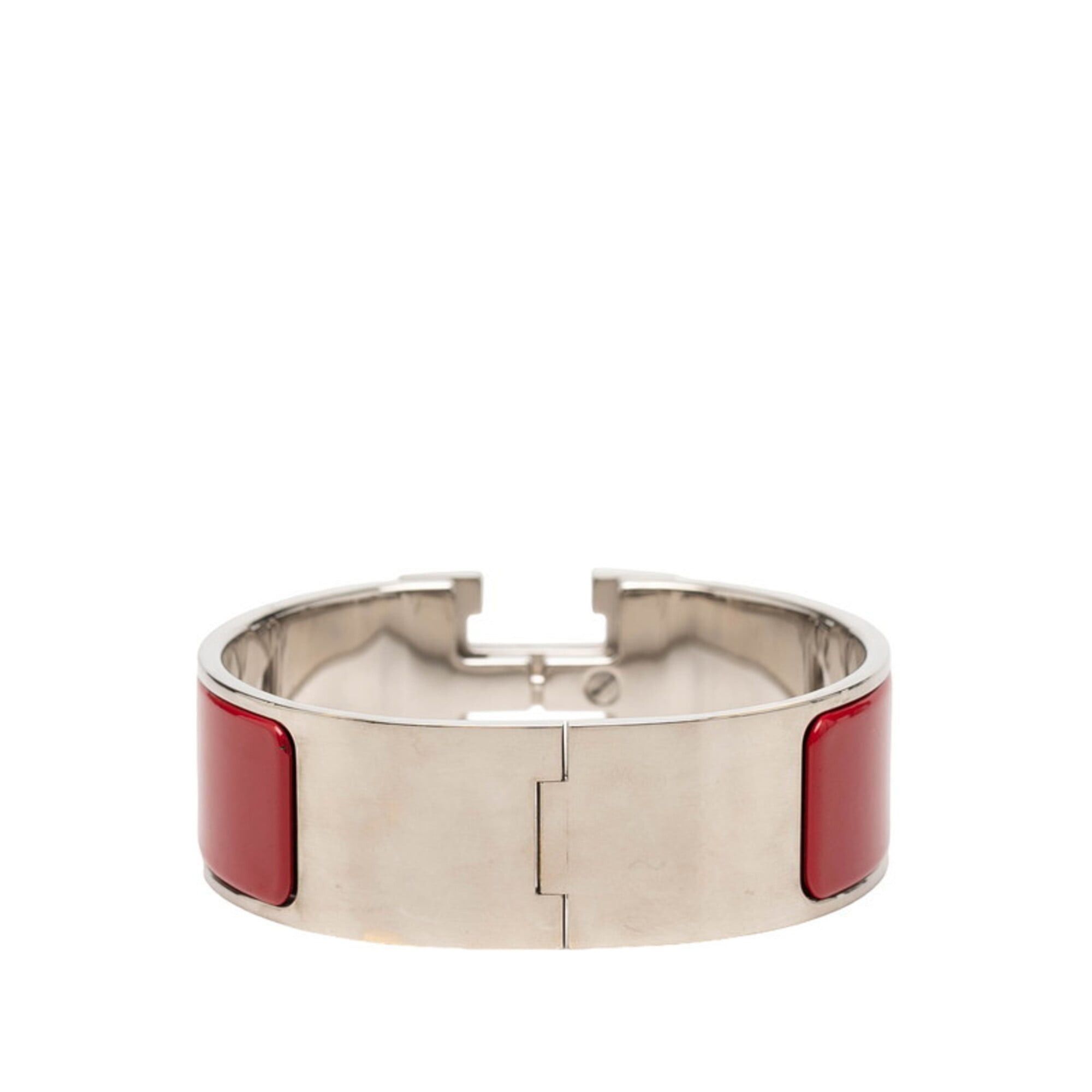 Hermes Hermes Clic Clac H PM Bangle Bracelet, Silver and Red Metal Enamel, Women's. Size ONE SIZE - 3 Thumbnail