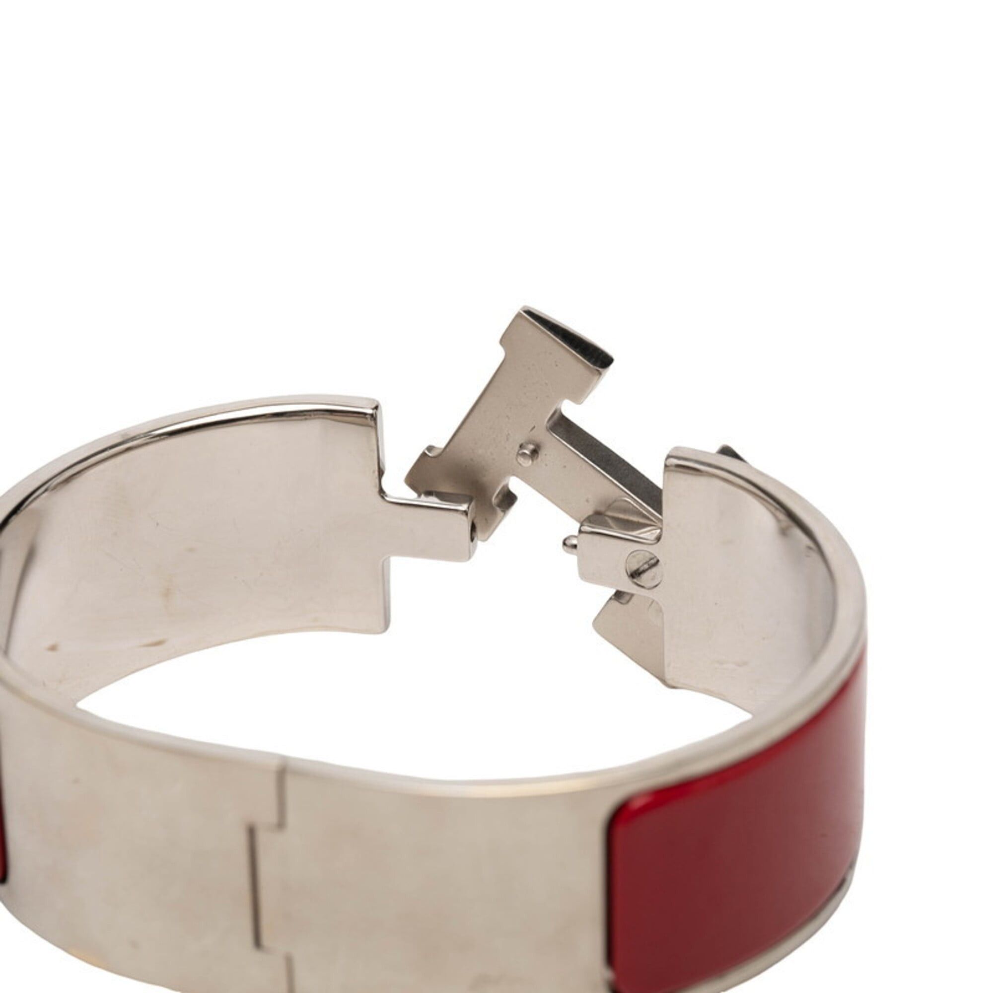 Hermes Hermes Clic Clac H PM Bangle Bracelet, Silver and Red Metal Enamel, Women's. Size ONE SIZE - 4 Thumbnail