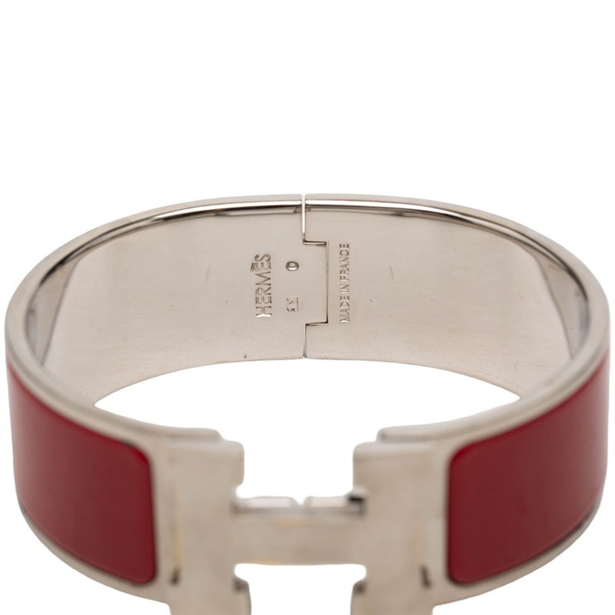 Hermes Hermes Clic Clac H PM Bangle Bracelet, Silver and Red Metal Enamel, Women's. Size ONE SIZE - 5 Thumbnail