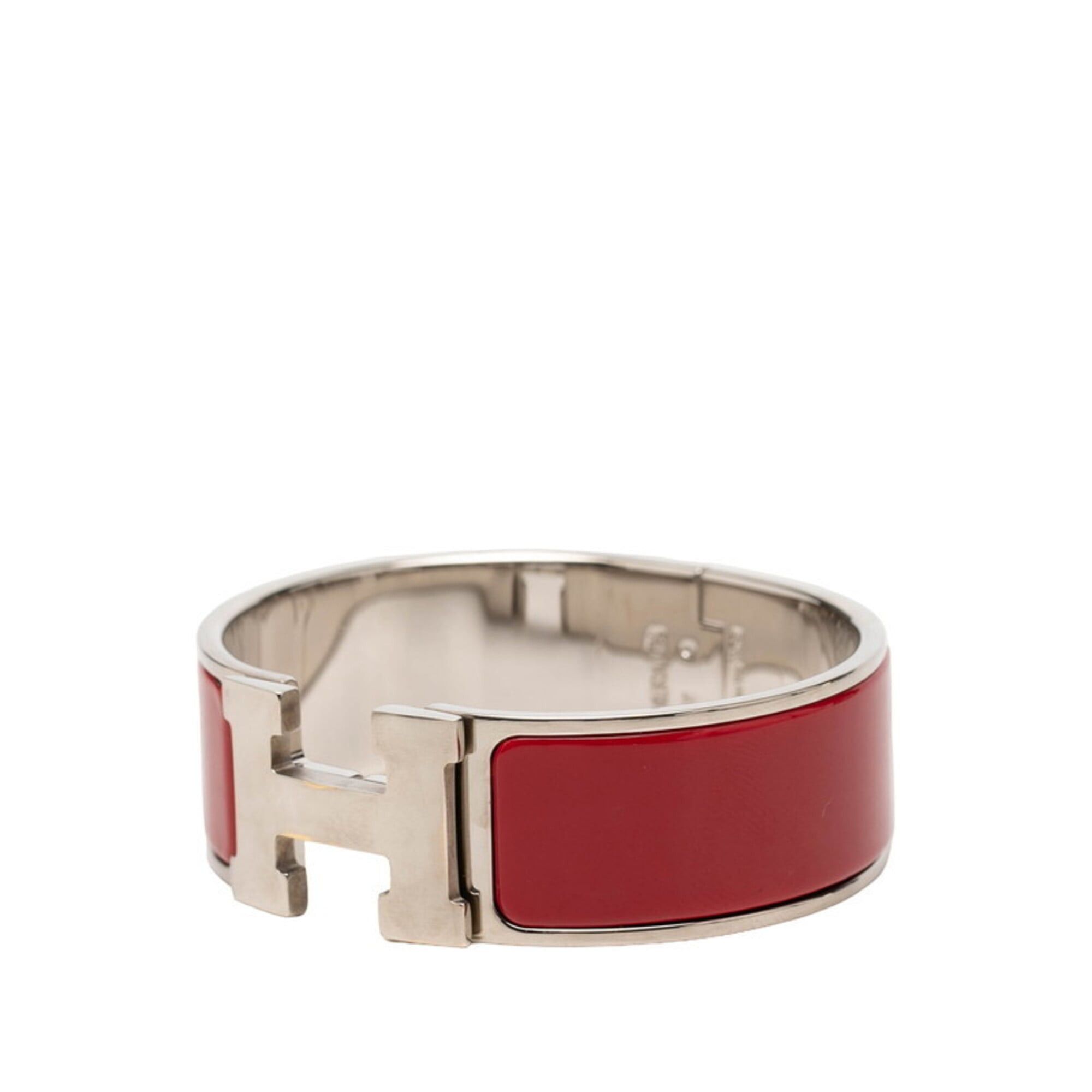 Hermes Hermes Clic Clac H PM Bangle Bracelet, Silver and Red Metal Enamel, Women's. Size ONE SIZE - 2 Thumbnail