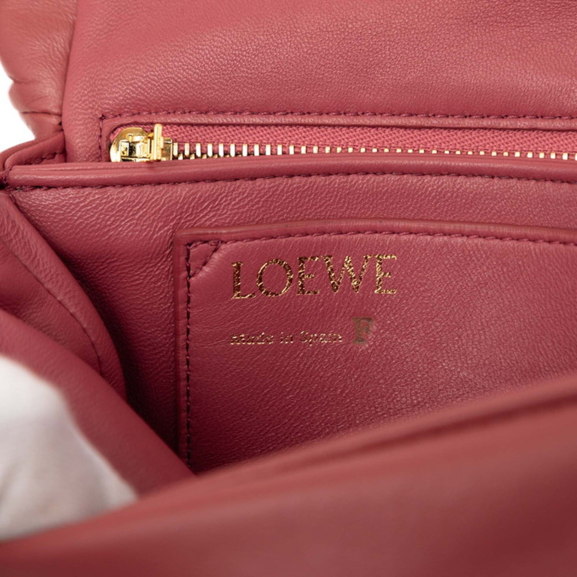 Loewe Loewe Anagram Goya Puffer Chain Shoulder Bag, Pink Leather, Women's LOEWE Size ONE SIZE - 5 Thumbnail