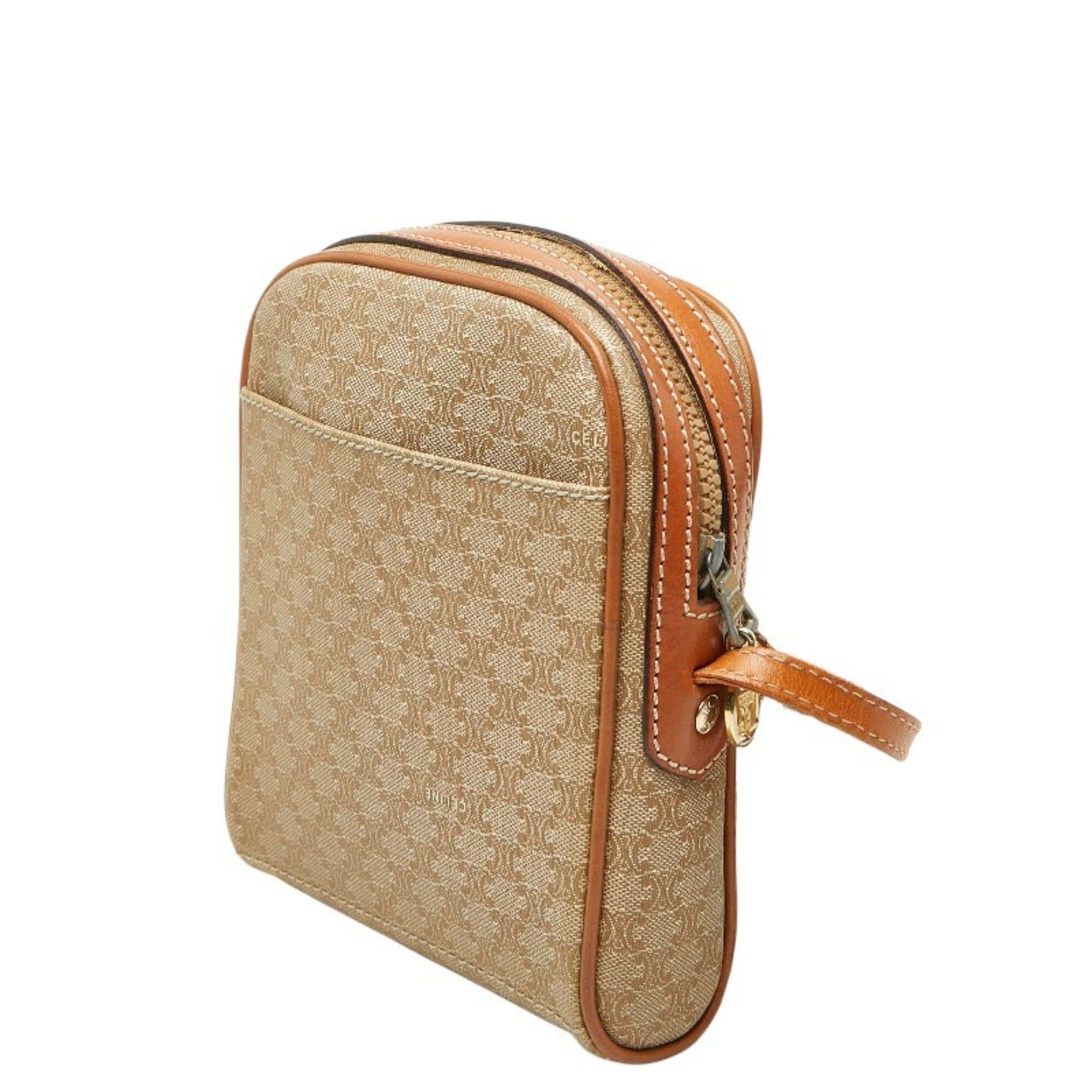 Celine Celine Macadam Crossbody Shoulder Bag/Pochette, Beige/Brown Leather, Women's CELINE Size ONE SIZE - 2 Thumbnail