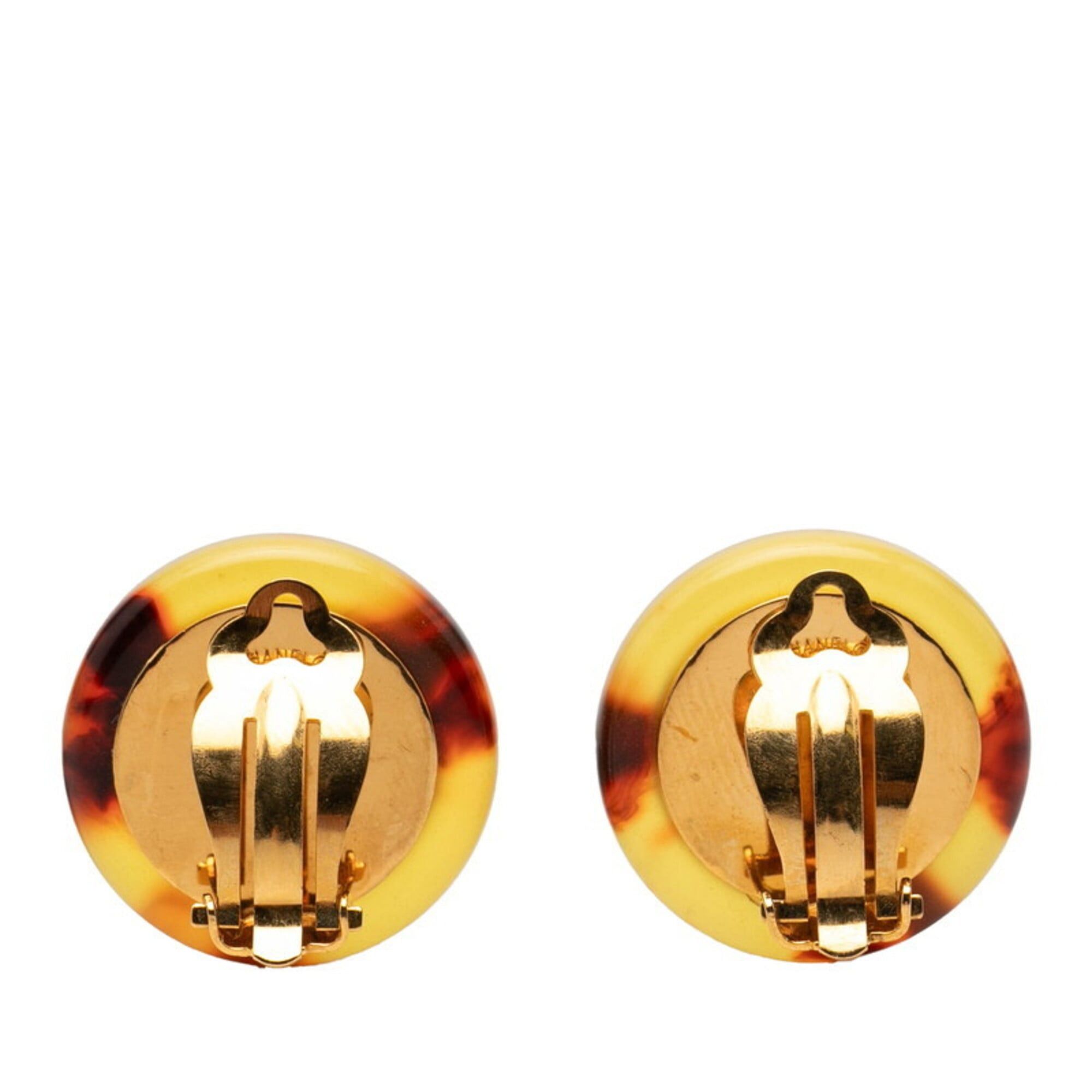 Chanel Chanel Mademoiselle Vintage Earrings 97P Gold Brown Plastic Plated Women's CHANEL Size ONE SIZE - 2 Thumbnail