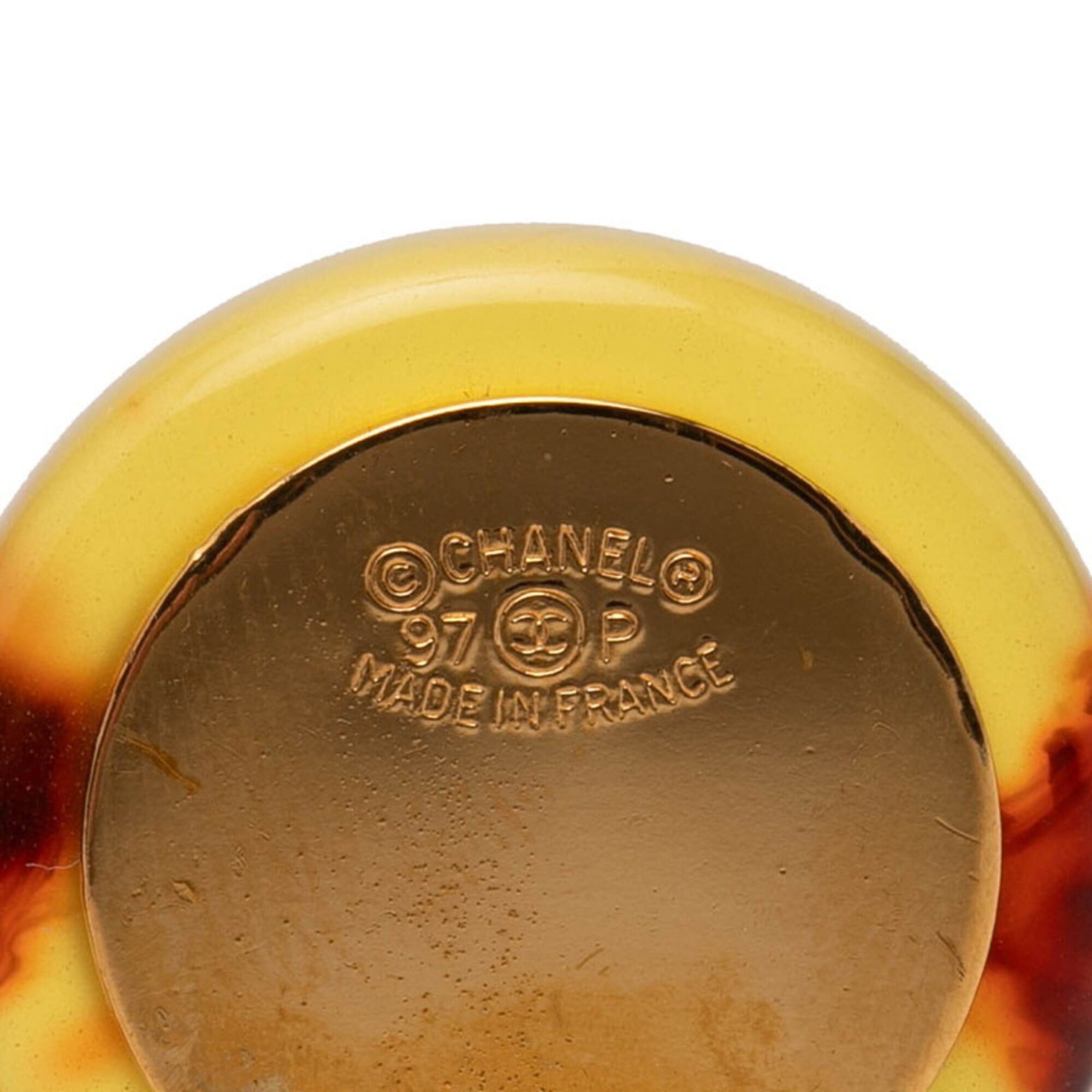 Chanel Chanel Mademoiselle Vintage Earrings 97P Gold Brown Plastic Plated Women's CHANEL Size ONE SIZE - 3 Thumbnail