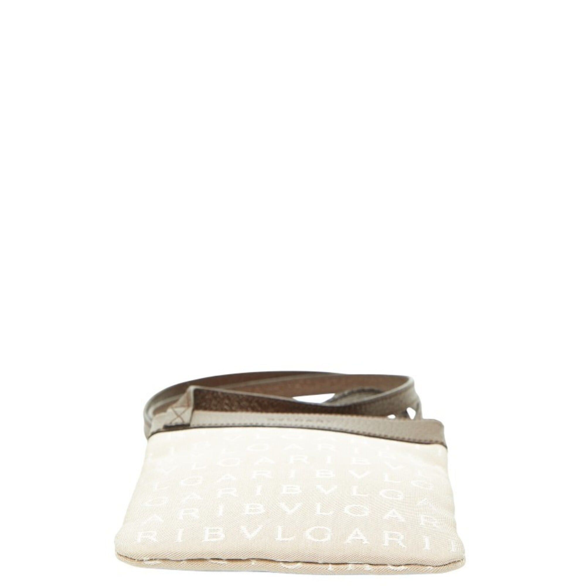 Bvlgari Bulgari Logomania Shoulder Bag Pochette Beige Brown Canvas Leather Women's BVLGARI Size ONE SIZE - 3 Thumbnail