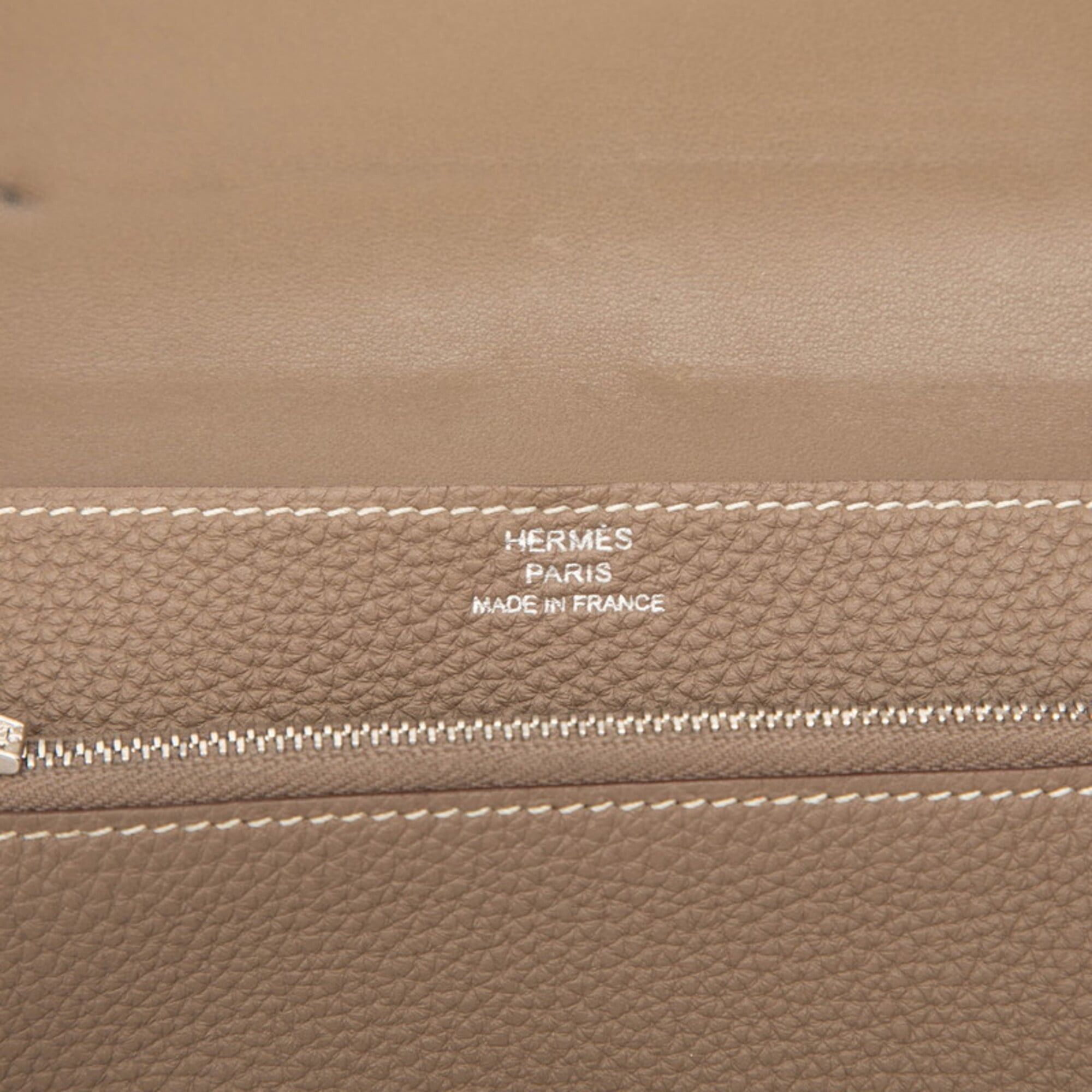Hermes Hermes Dogon Compact Bi-fold Wallet, Etoupe Greige Togo Leather, Women's Size ONE SIZE - 6 Thumbnail