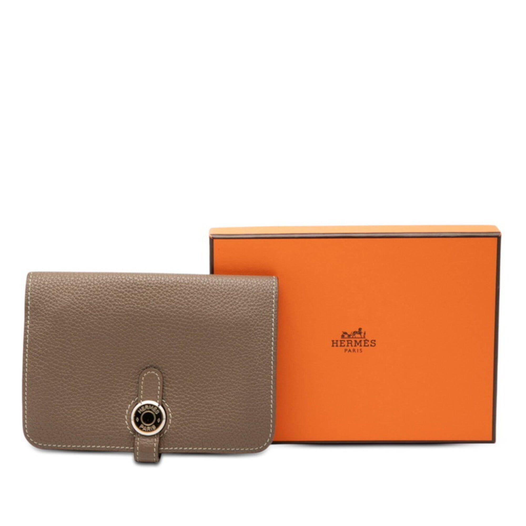 Hermes Hermes Dogon Compact Bi-fold Wallet, Etoupe Greige Togo Leather, Women's Size ONE SIZE - 8 Thumbnail