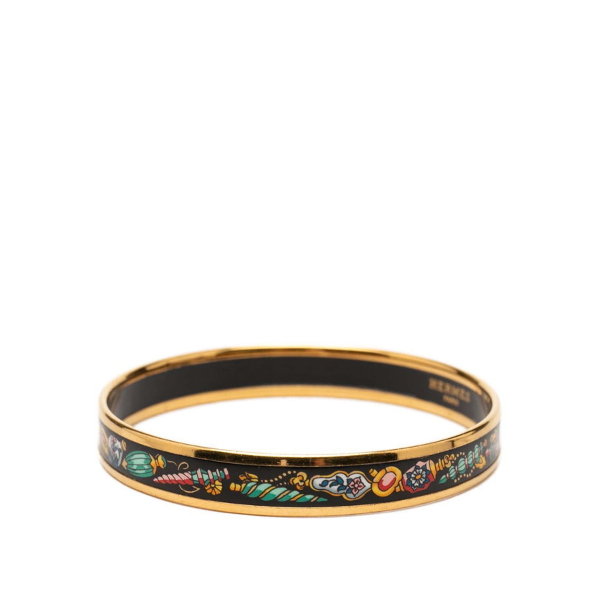 Hermes Hermes Email PM Cloisonné Bangle, Gold Multicolor Plated, Women's Size ONE SIZE - 2 Thumbnail