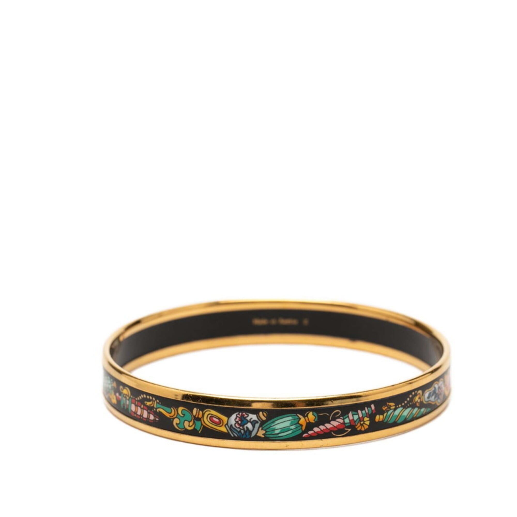 Hermes Hermes Email PM Cloisonné Bangle, Gold Multicolor Plated, Women's Size ONE SIZE - 3 Thumbnail
