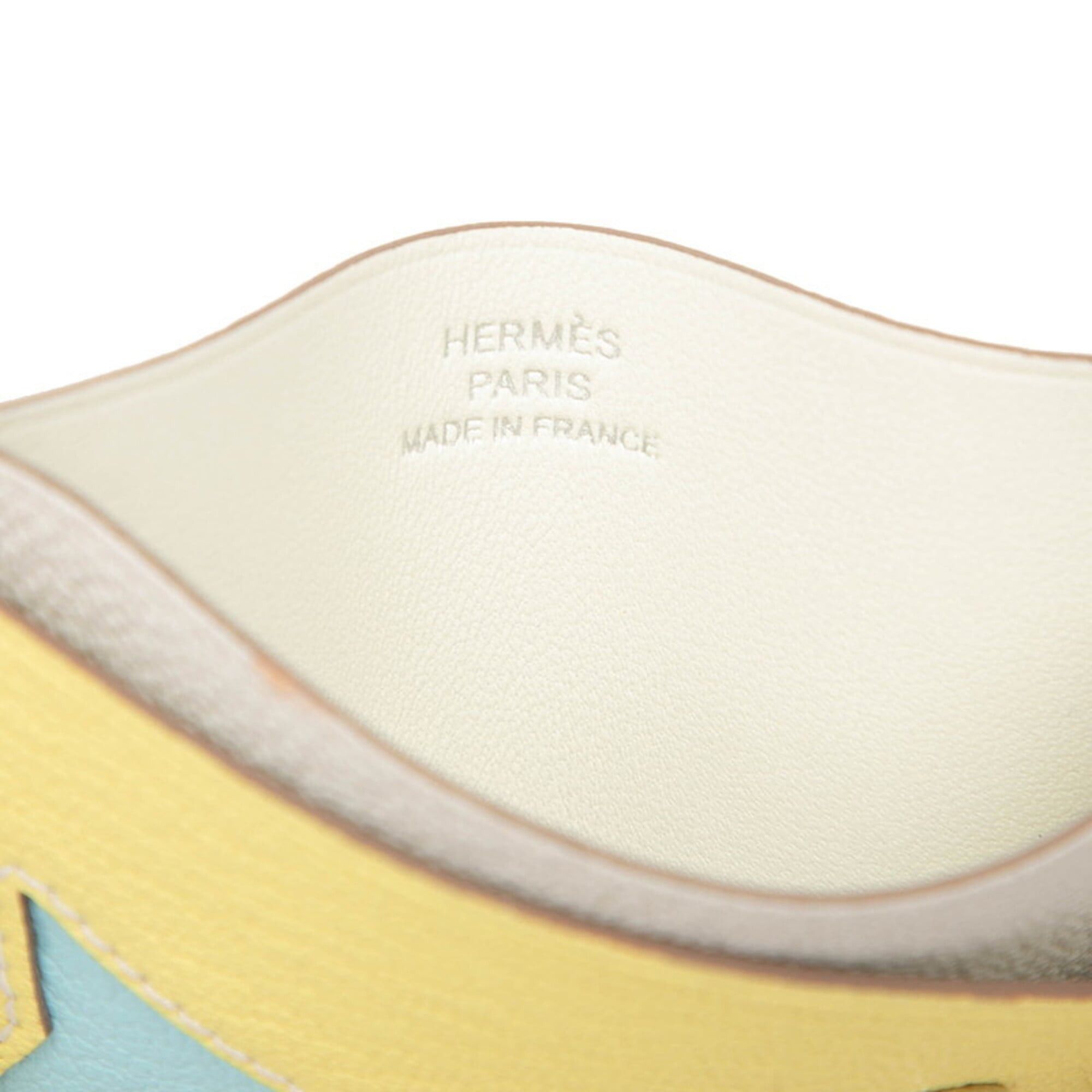 Hermes Hermes Poisson Business Card Holder/Card Case/Pass Case Mushroom Limoncello Blue Zephyr Chevre Mysore Women's HERMES Size ONE SIZE - 5 Thumbnail
