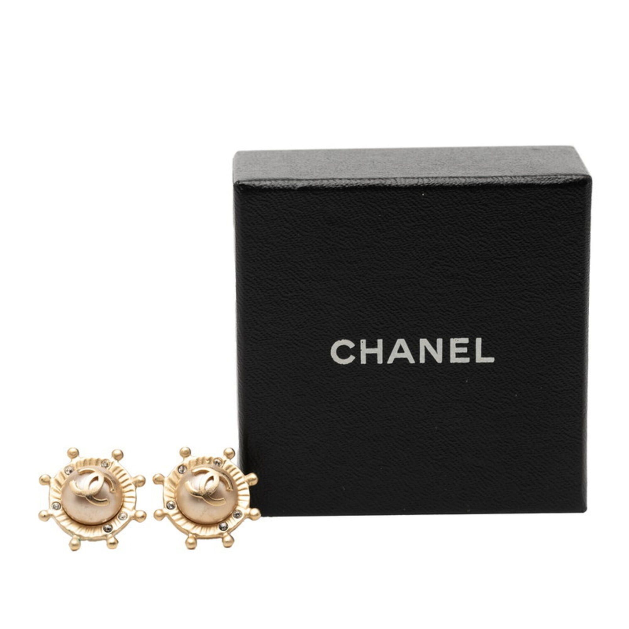Chanel Chanel Coco Mark Earrings 05A Gold Plated Rhinestone Women's CHANEL Size ONE SIZE - 6 Thumbnail