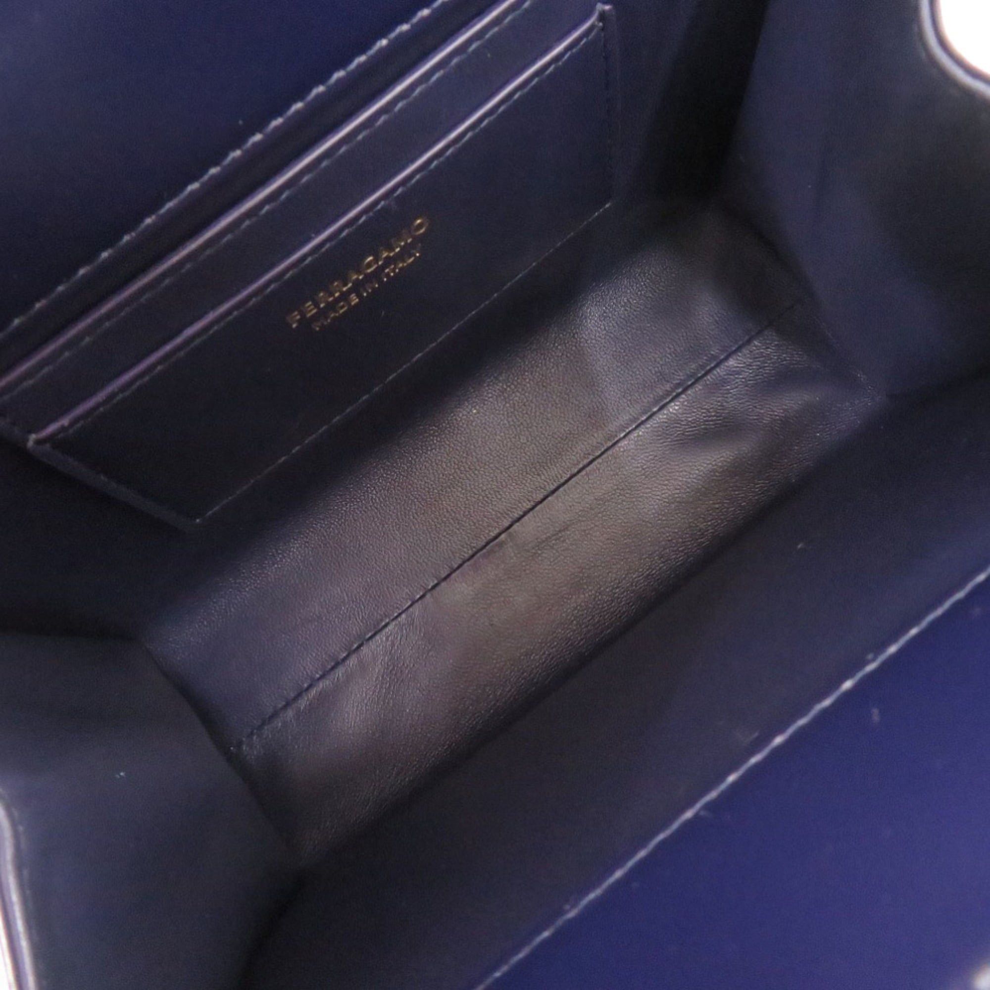 Salvatore Ferragamo Unused Salvatore Ferragamo Wanda Mini 2WAY Gancini 213485 Calf Leather Blue Handbag 1389Salvatore Size ONE SIZE - 6 Thumbnail