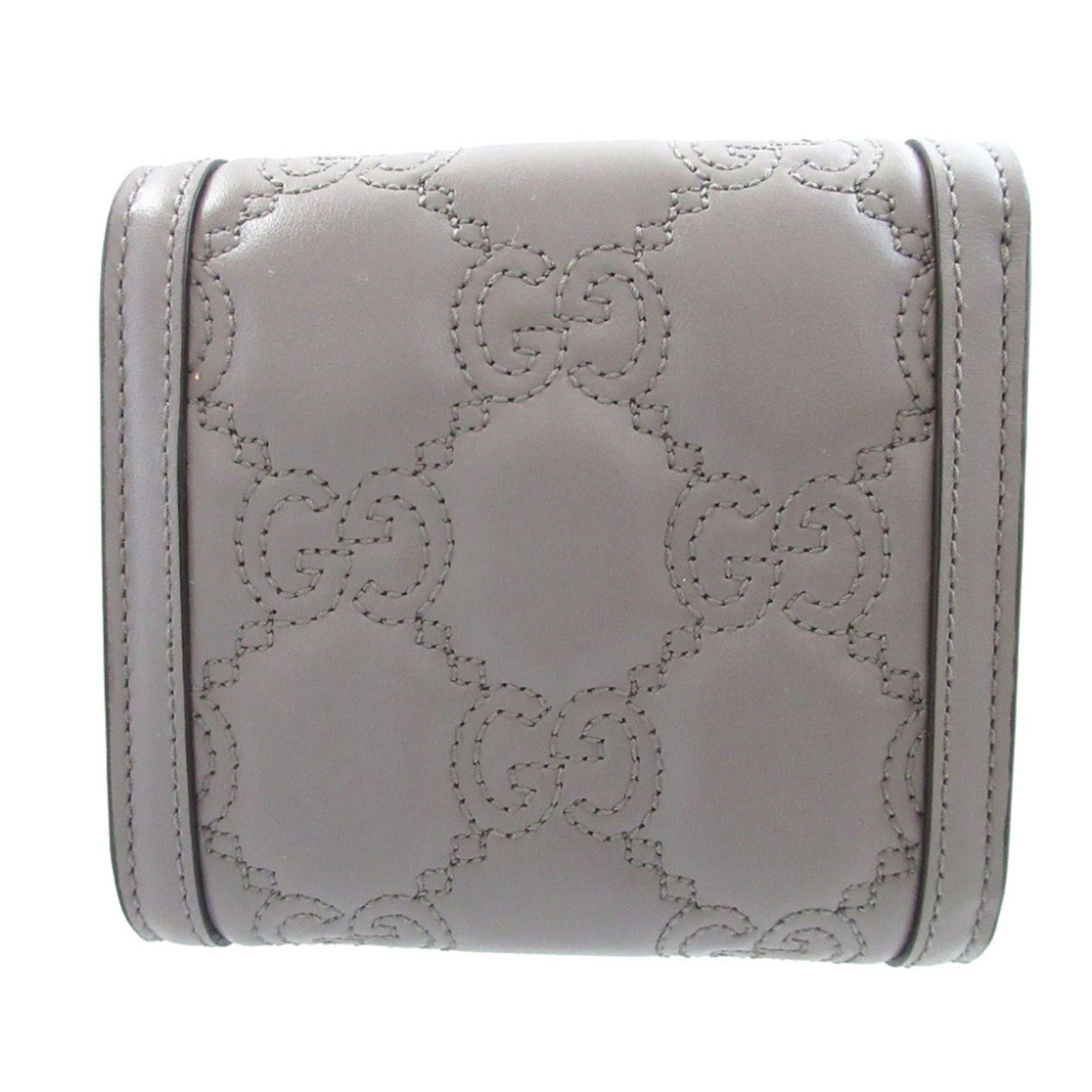 Gucci Like New Gucci 723799 GG Matelassé Leather Gray Bi-fold Wallet 0951GUCCI Size ONE SIZE - 3 Thumbnail
