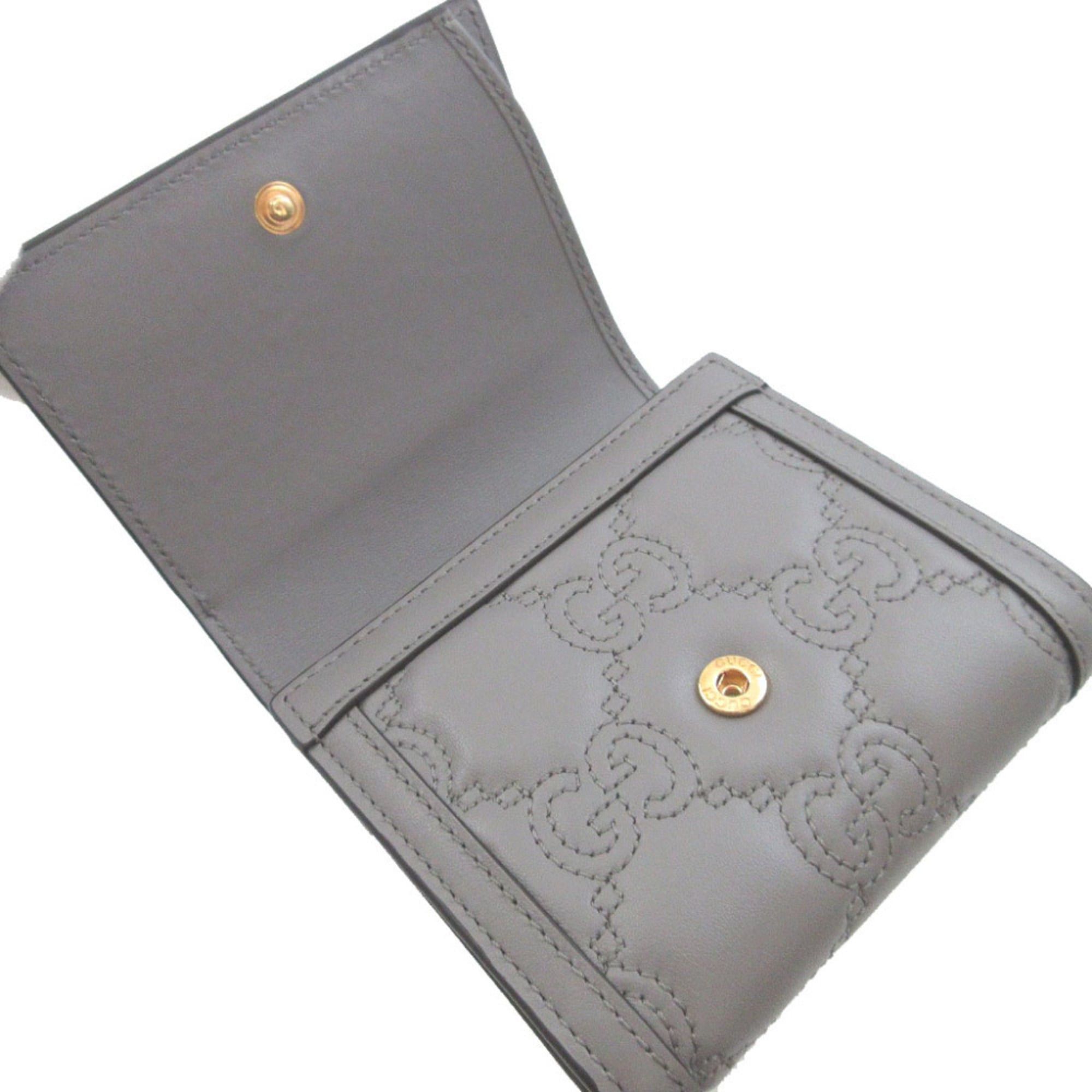 Gucci Like New Gucci 723799 GG Matelassé Leather Gray Bi-fold Wallet 0951GUCCI Size ONE SIZE - 5 Thumbnail