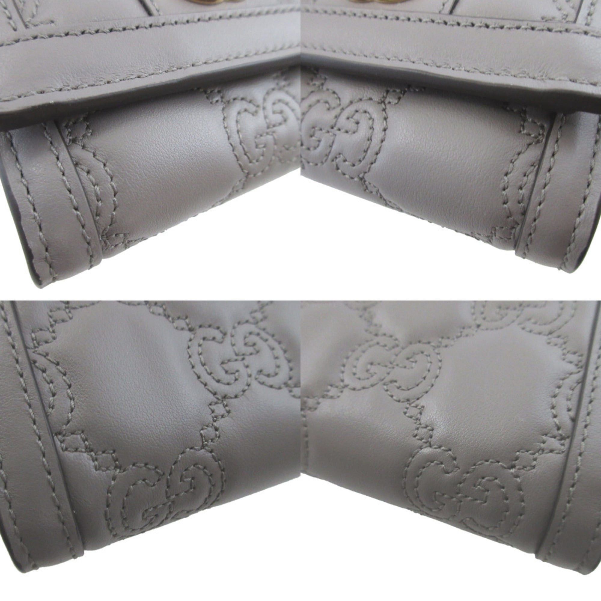 Gucci Like New Gucci 723799 GG Matelassé Leather Gray Bi-fold Wallet 0951GUCCI Size ONE SIZE - 7 Thumbnail
