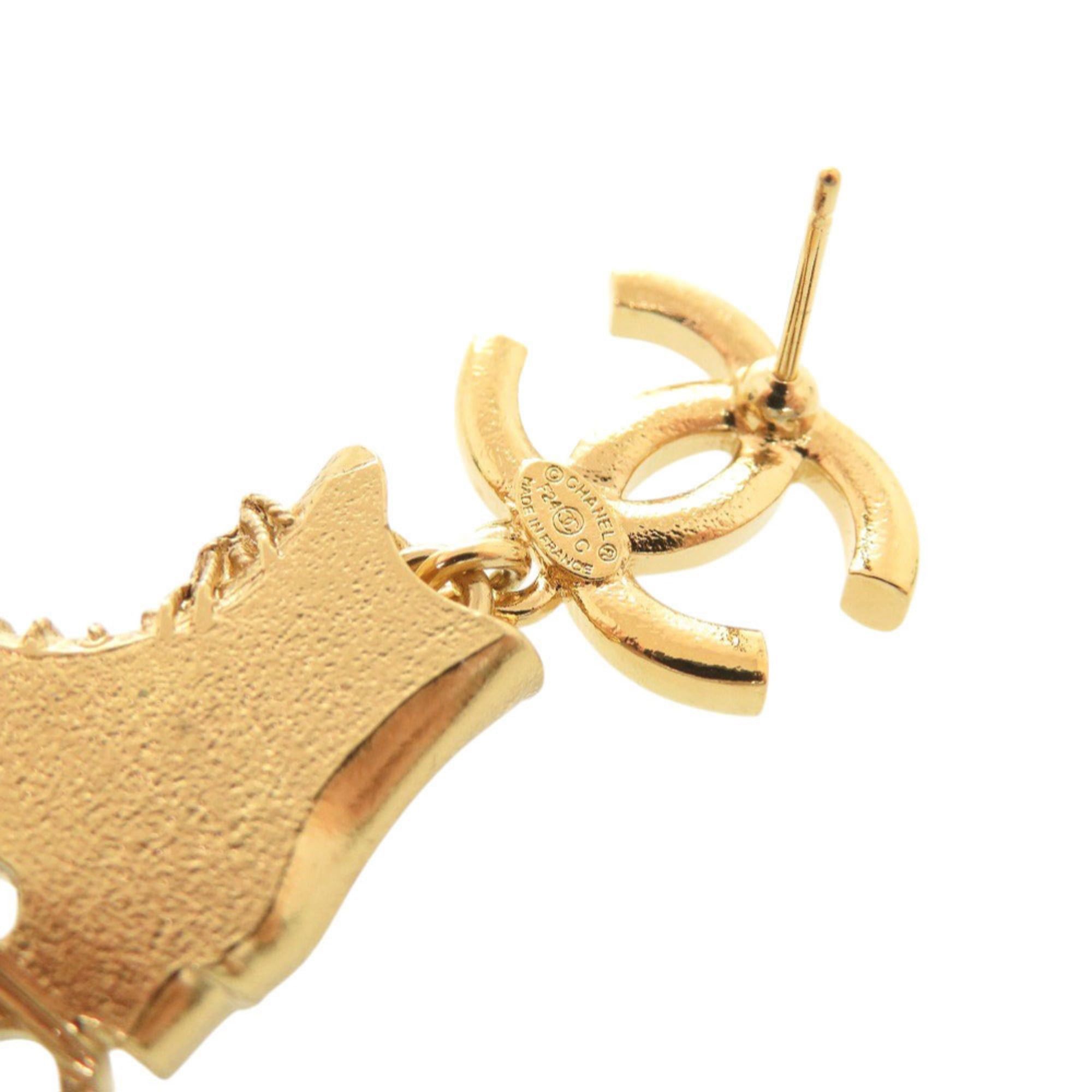 Chanel Unused Chanel Coco Mark Roller Skates Metal Rhinestone Faux Pearl Gold Earrings 1465CHANEL Size ONE SIZE - 6 Thumbnail