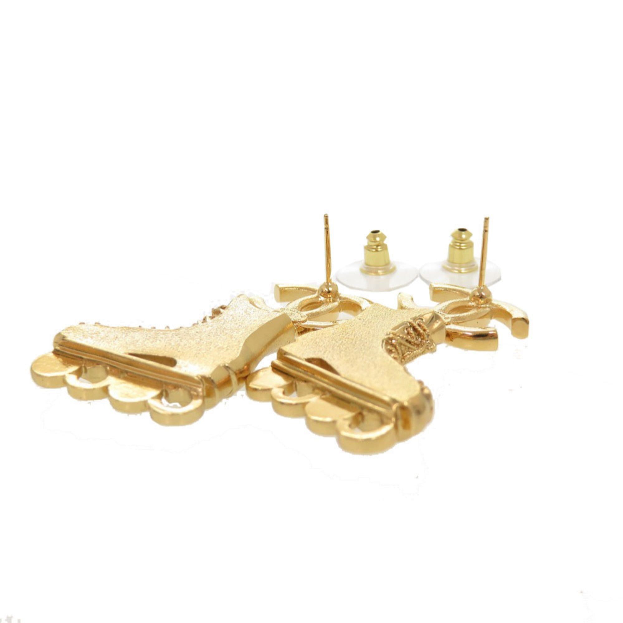 Chanel Unused Chanel Coco Mark Roller Skates Metal Rhinestone Faux Pearl Gold Earrings 1465CHANEL Size ONE SIZE - 5 Thumbnail