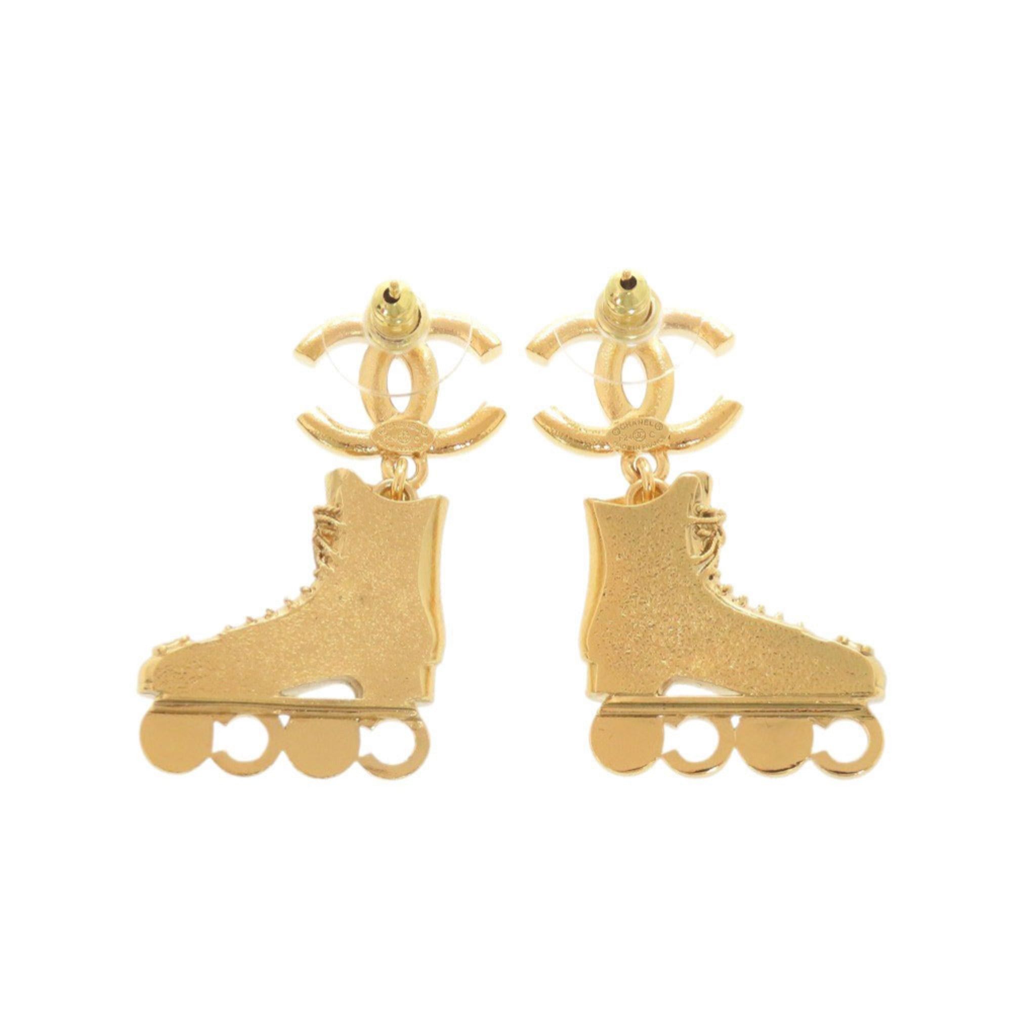 Chanel Unused Chanel Coco Mark Roller Skates Metal Rhinestone Faux Pearl Gold Earrings 1465CHANEL Size ONE SIZE - 3 Thumbnail