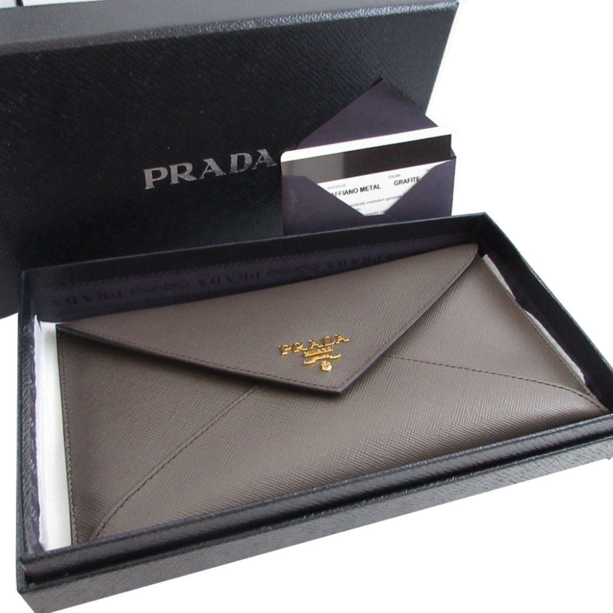 Prada Excellent condition Prada 1M1175 Saffiano leather graphite wallet/document case 0380PRADA Size ONE SIZE - 2 Thumbnail