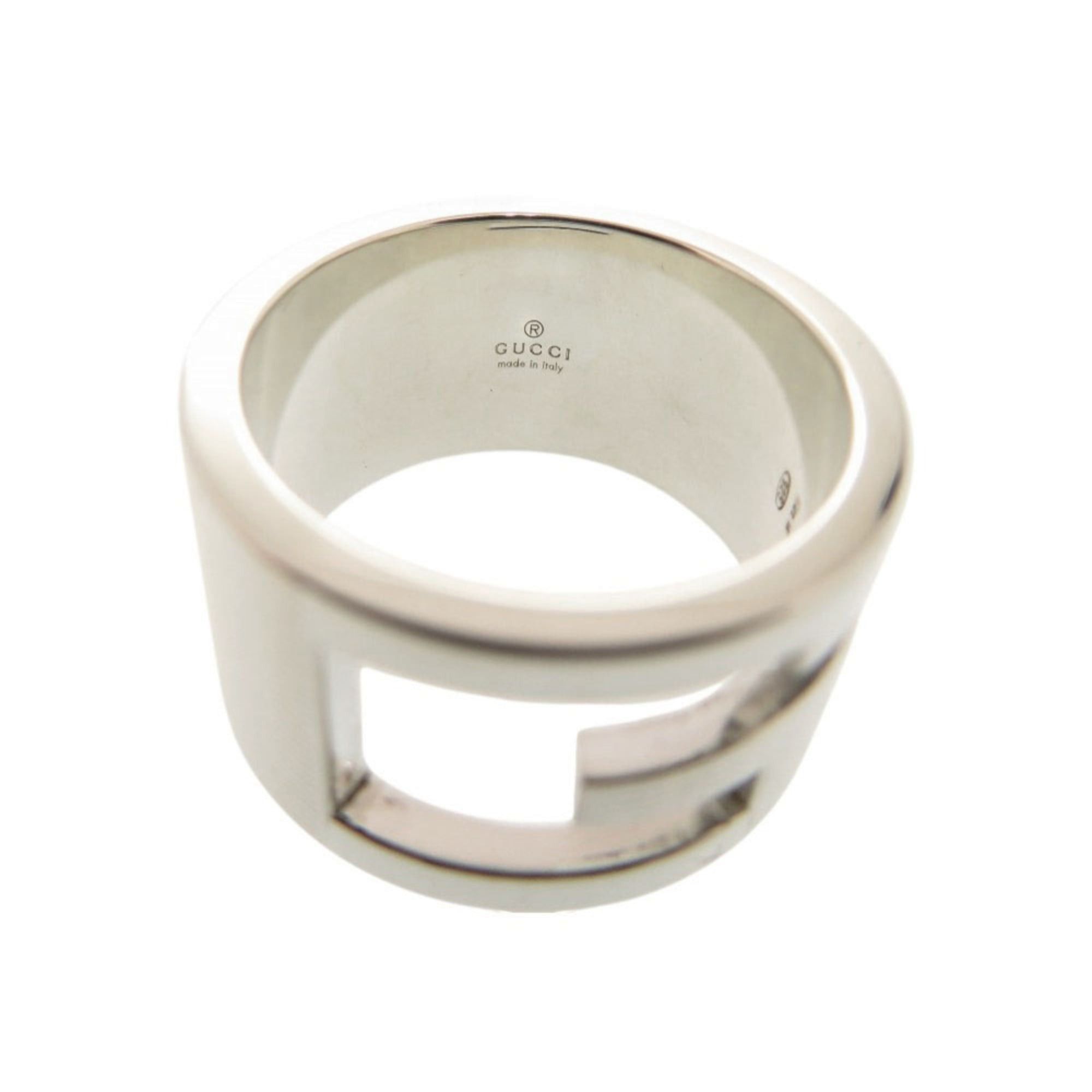 Gucci Excellent condition Gucci branded cutout G wide ring, size #16, sterling silver 925. (Item number: 1444GUCCI) Size ONE SIZE - 5 Thumbnail