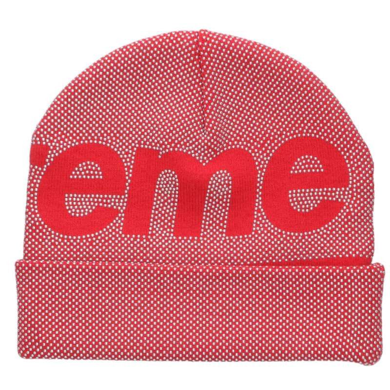 Supreme Supreme SIZE Studded Knockout Big Logo Beanie Red x Silver One Size Size ONE SIZE - 2 Thumbnail