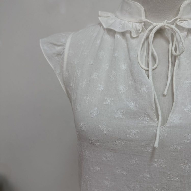 Celine Celine White Patterned Blouse Size 34 Size XS / US 0-2 / IT 36-38 - 7 Thumbnail