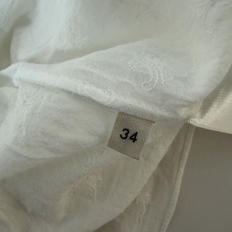 Celine Celine White Patterned Blouse Size 34 Size XS / US 0-2 / IT 36-38 - 4 Thumbnail
