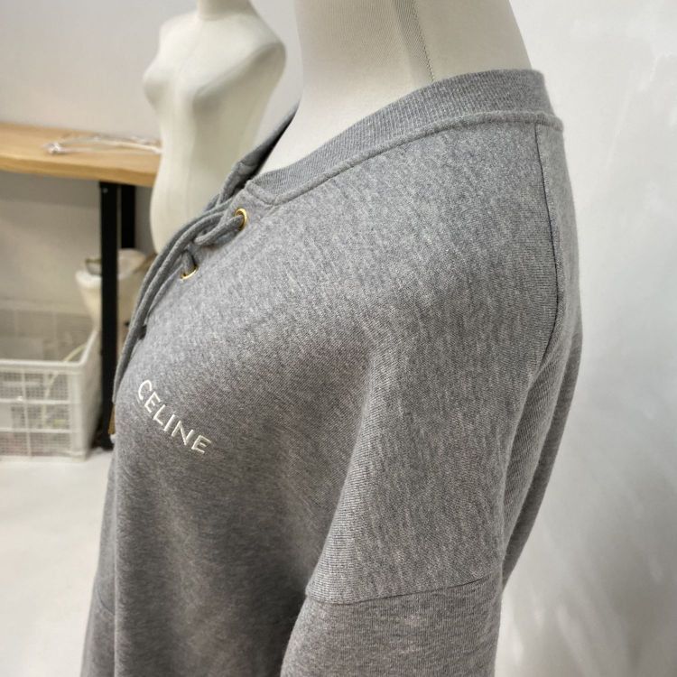 Celine Céline Lace-Up Logo Sweatshirt Size XS Size XS / US 0-2 / IT 36-38 - 9 Thumbnail