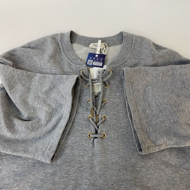 Celine Céline Lace-Up Logo Sweatshirt Size XS Size XS / US 0-2 / IT 36-38 - 10 Thumbnail