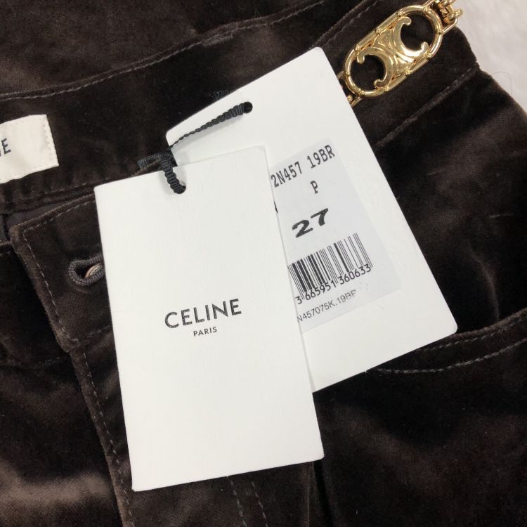 Celine Celine Triomphe Logo Velvet Pants Size 27 Size 27" / US 4 / IT 40 - 10 Thumbnail