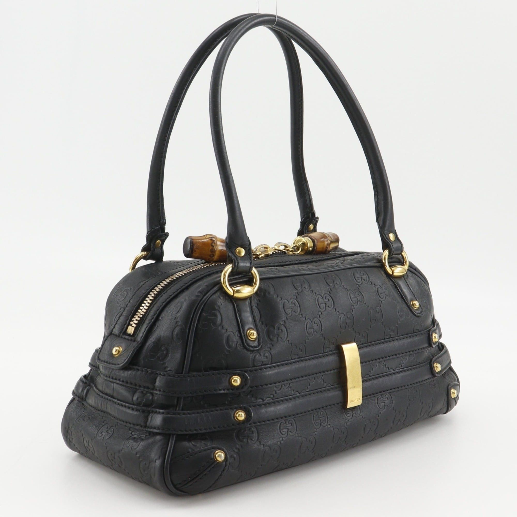 Gucci Gucci Guccissima handbag, Horsebit design, bamboo, discontinued model, embossed leather x made in Italy, 2003-2006, gold, 2-way, A5 size, women's. Size ONE SIZE - 3 Thumbnail