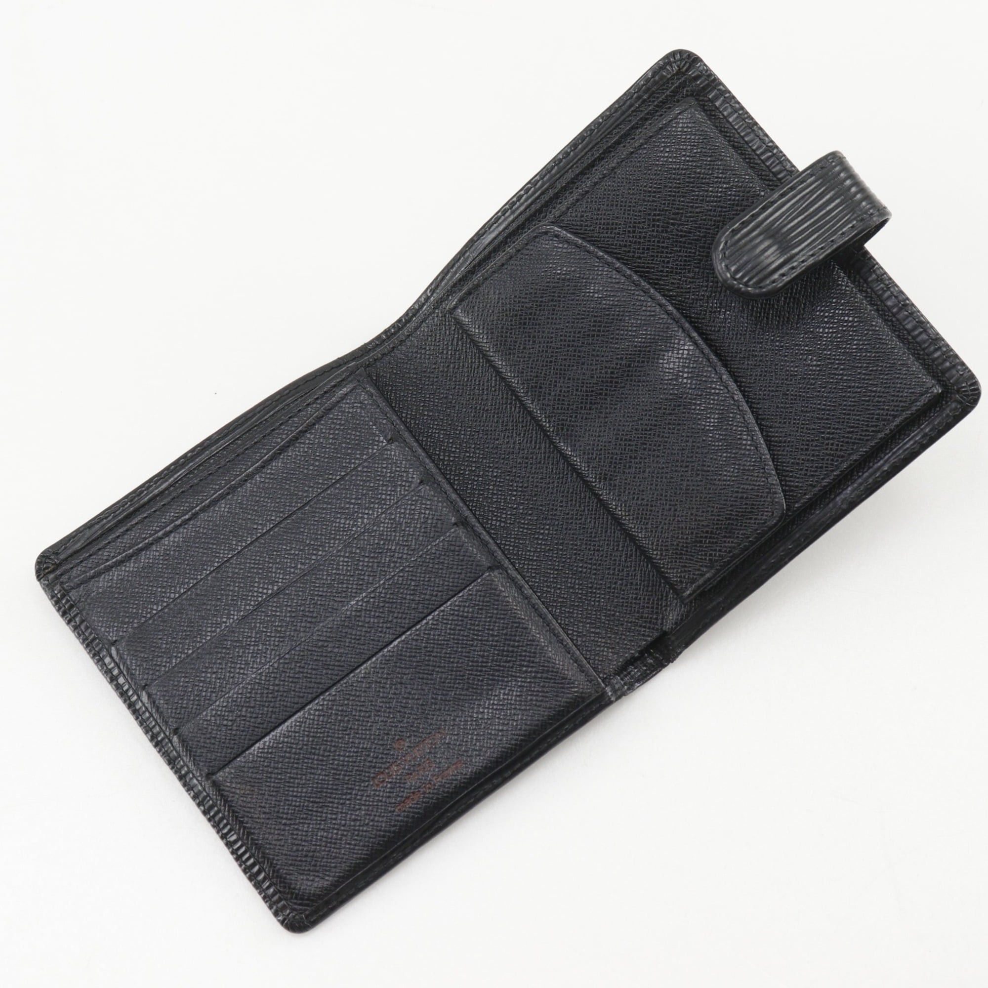Louis Vuitton Louis Vuitton Porte-Billet Compact Bi-fold Wallet M63552 Epi Leather Noir (Black) 2003 Model MI0013 Snap Button Unisex Size ONE SIZE - 5 Thumbnail