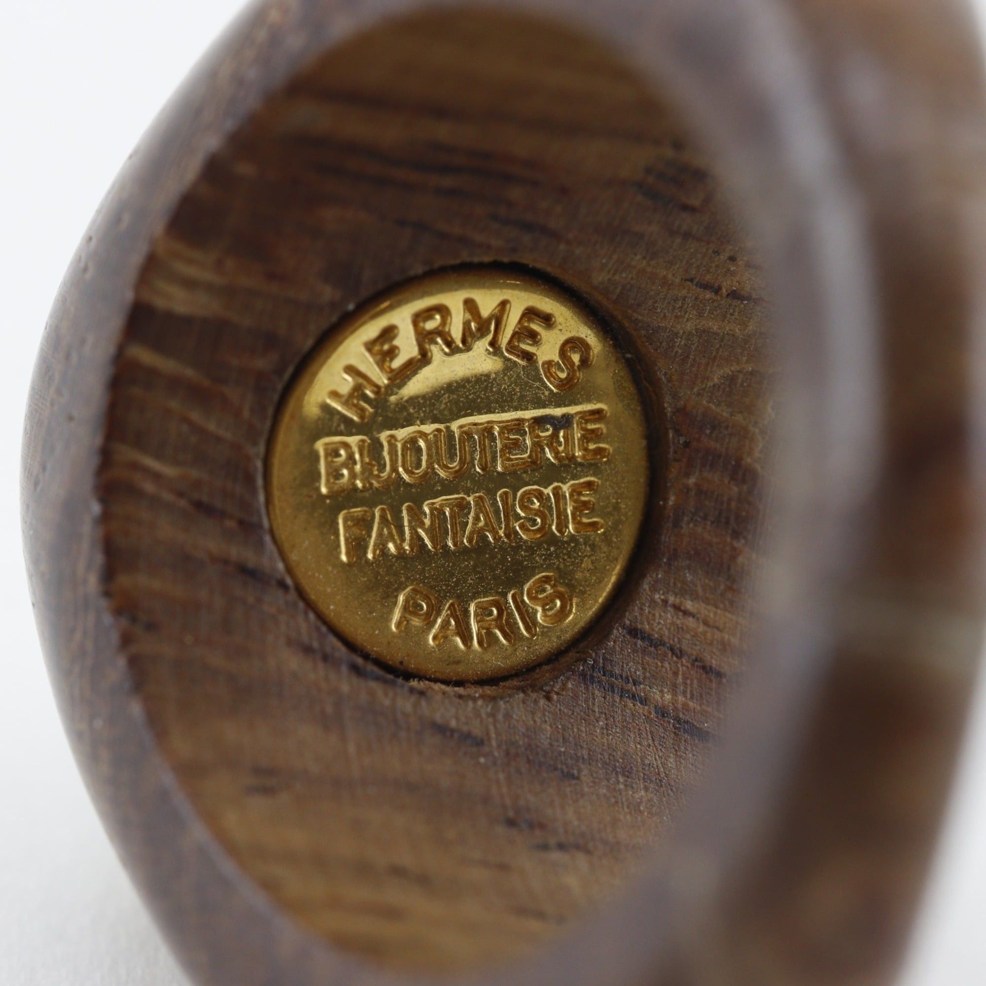 Hermes Hermes Sellier Ring, Size 13, Wood x Gold Plated, Brown, Approx. 5.4g, Women's Size ONE SIZE - 6 Thumbnail