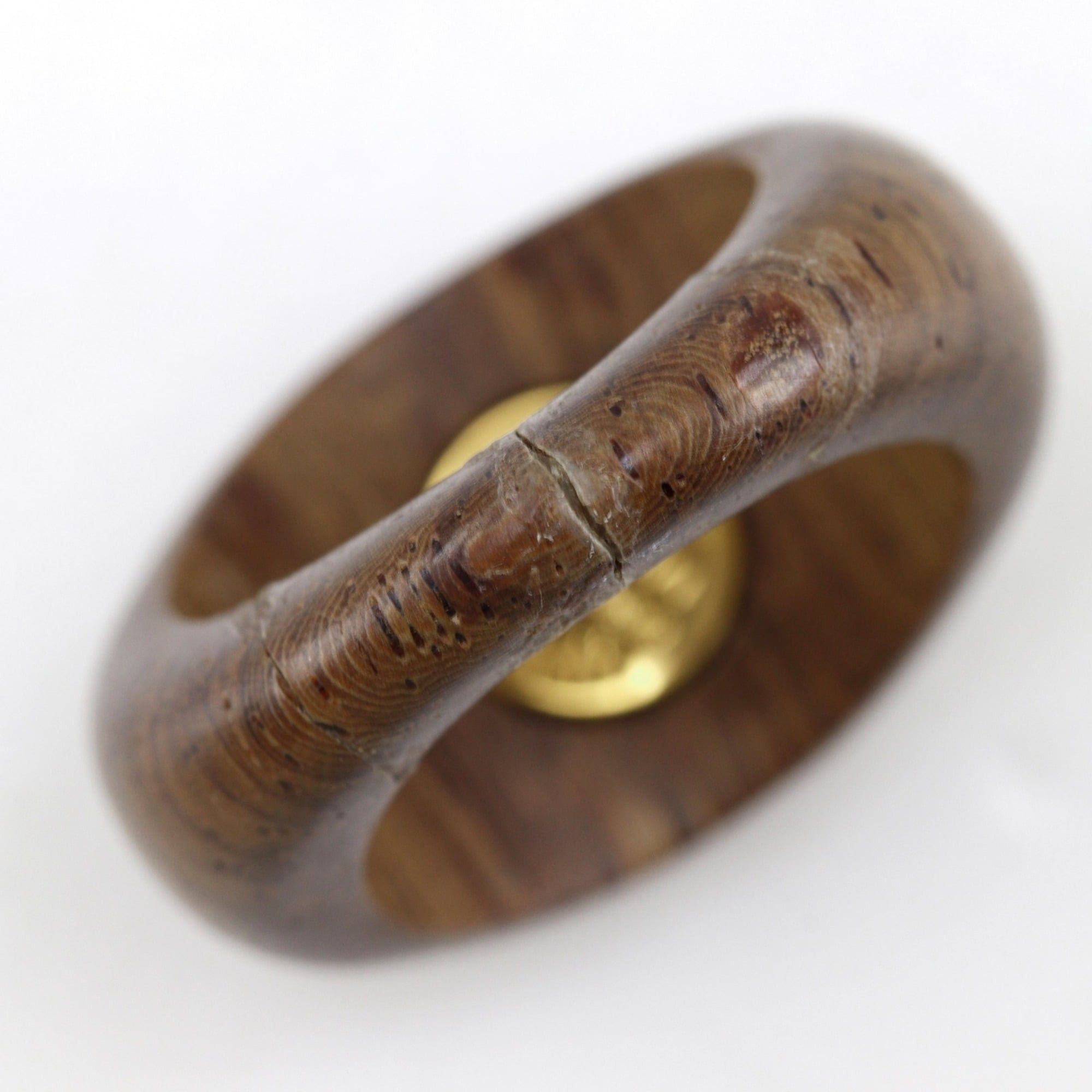 Hermes Hermes Sellier Ring, Size 13, Wood x Gold Plated, Brown, Approx. 5.4g, Women's Size ONE SIZE - 4 Thumbnail