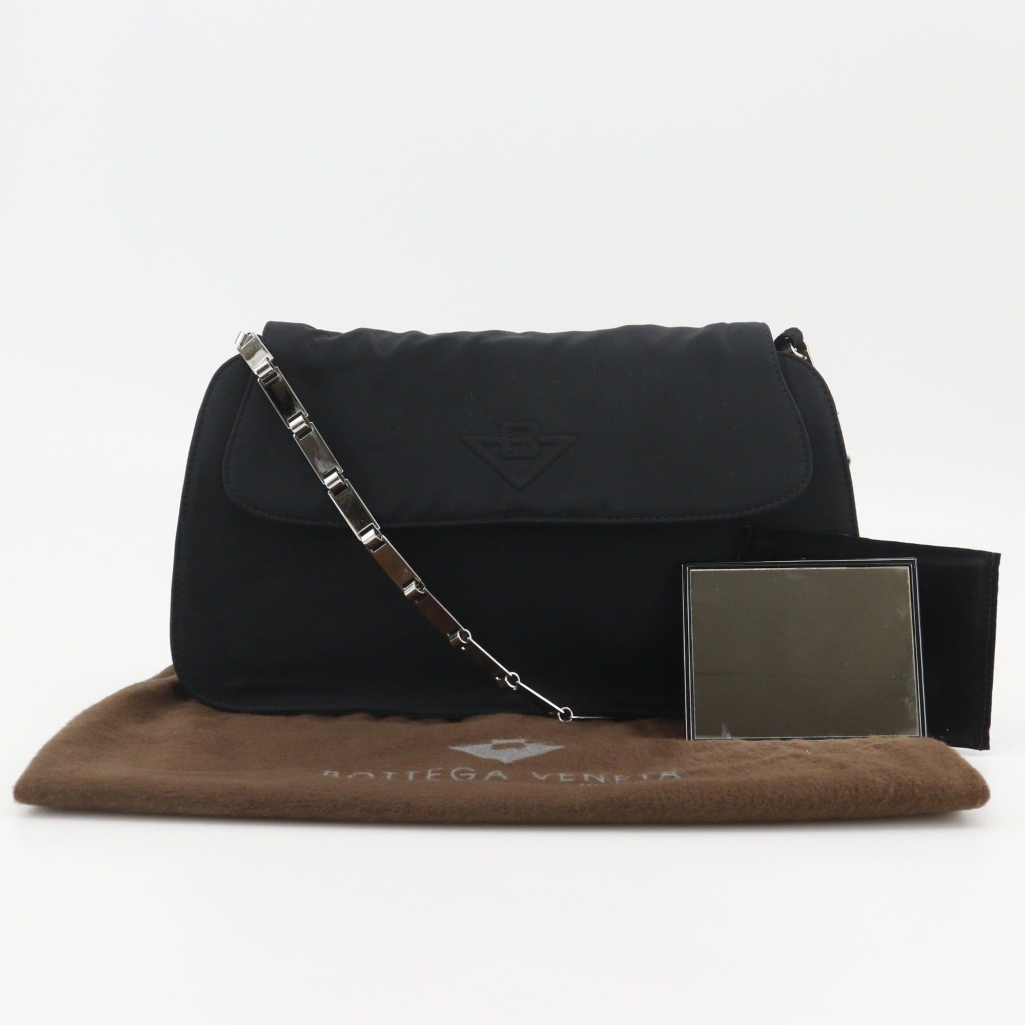 Bottega Veneta Bottega Veneta Chain Shoulder Bag, Nylon, Black, Magnetic Closure, Women's Size ONE SIZE - 19 Thumbnail