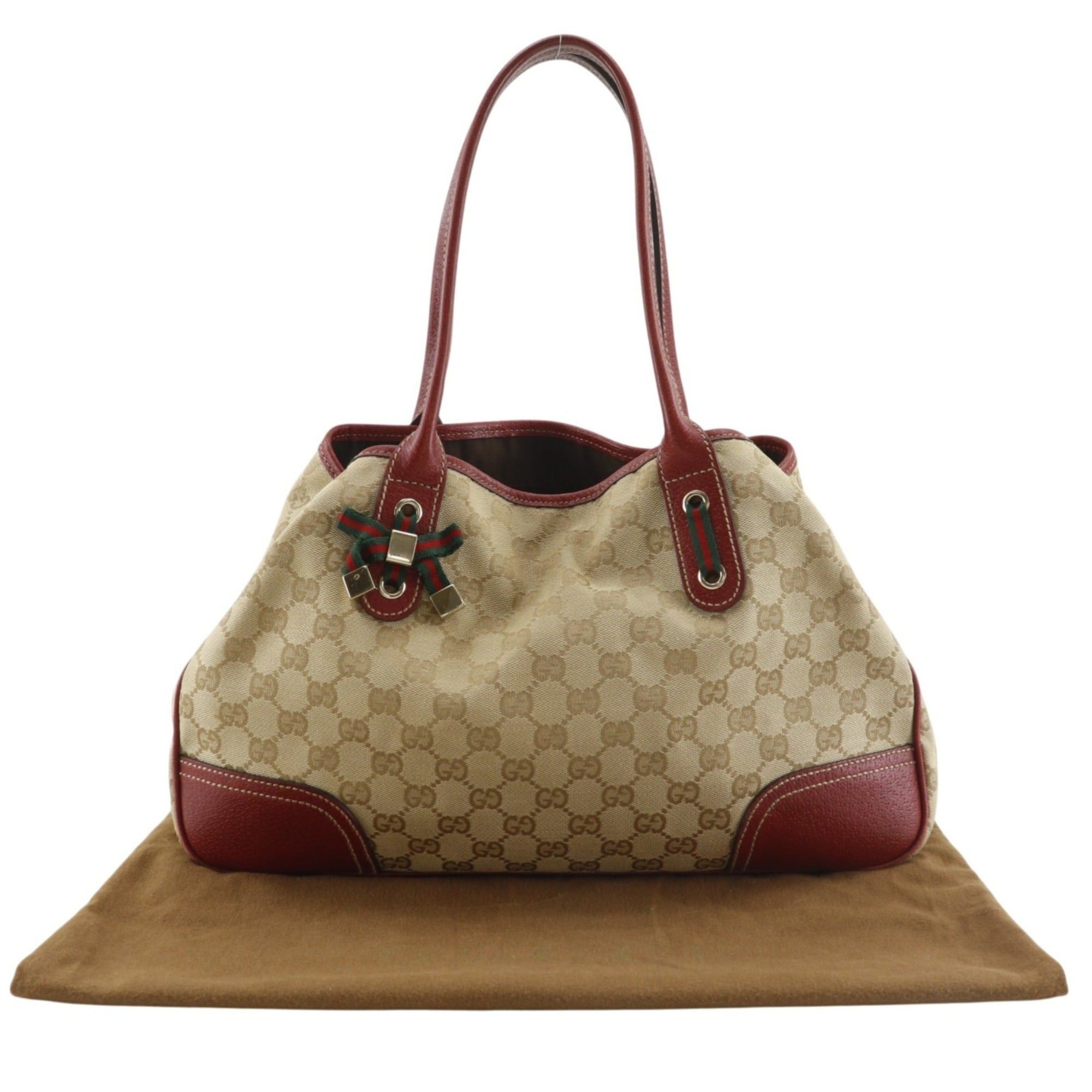 Gucci Gucci Princy Tote Bag 163805 GG Canvas Brown Ribbon A5 Snap Button Pretty Women's Size ONE SIZE - 17 Thumbnail