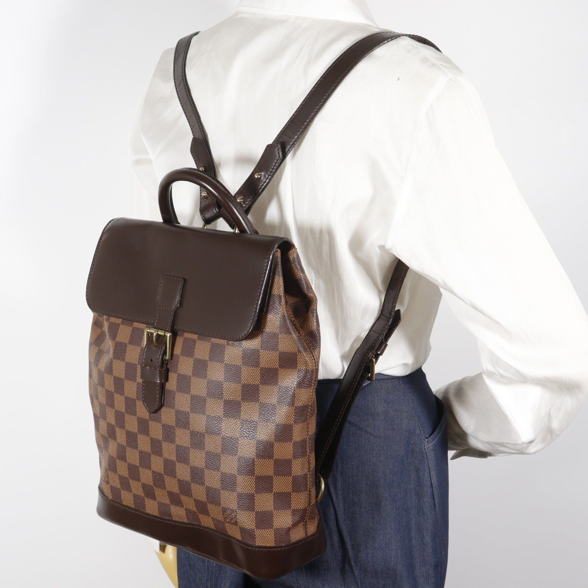 Louis Vuitton Louis Vuitton Soho Backpack/Daypack Bag N51132 Damier Canvas 1998 Brown TH1908 A5 Belt Buckle Women's Size ONE SIZE - 18 Thumbnail