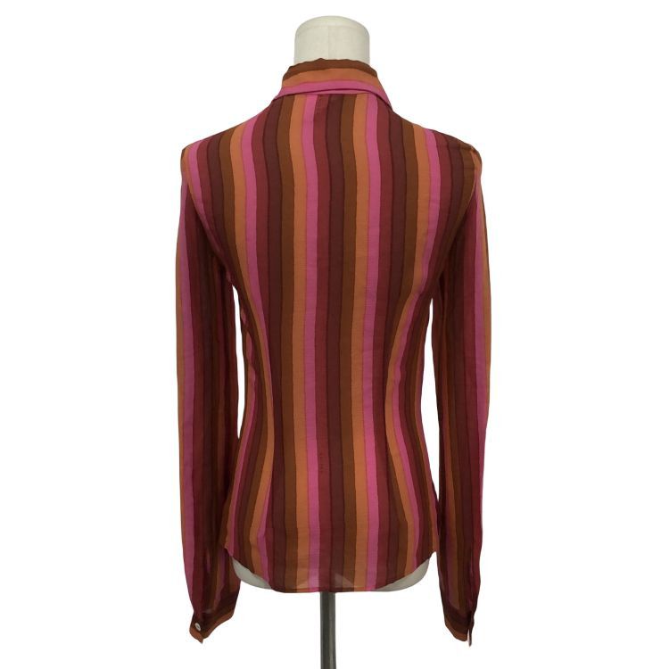 Celine Celine Striped Silk Button Up Shirt Size 34 Size XS / US 0-2 / IT 36-38 - 2 Thumbnail